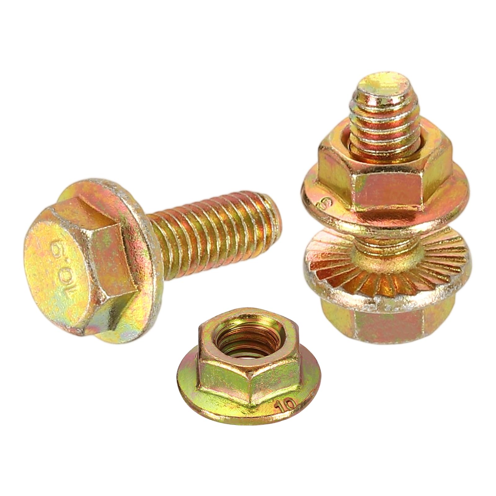 sourcing map M6 x 16mm Flanged Hex Head Bolts, 20Pcs Zinc-Plated Carbon Steel Flange Hexagon Screws with Nuts, Fully Threaded, for Machinery Industry Home Appliances