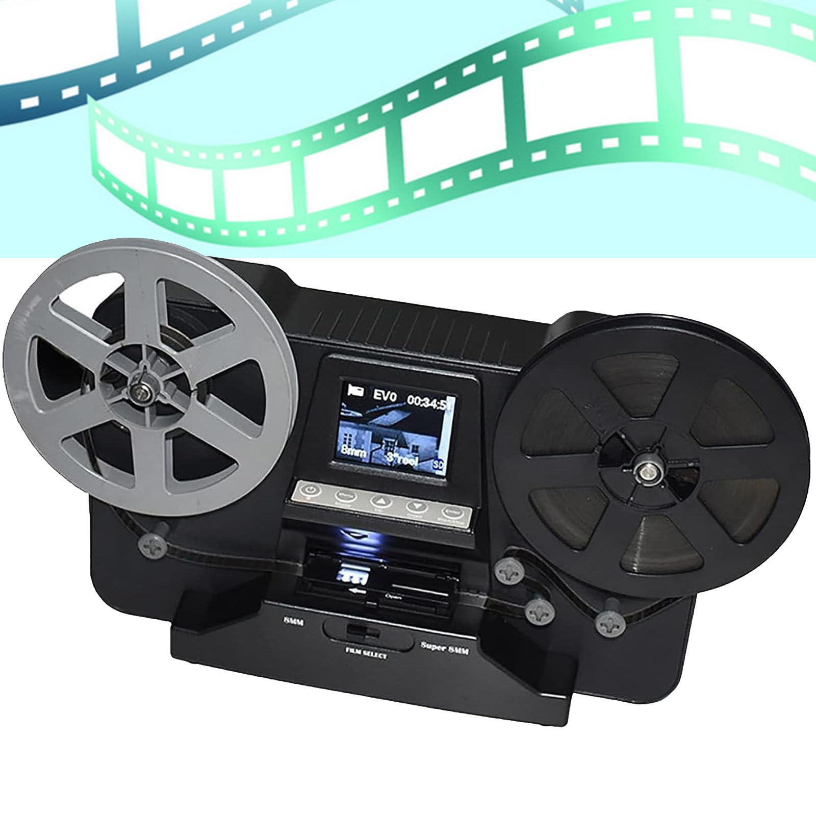 PixCy Convertisseur Film Numérique 8mm,Convertisseur Film Super 8en Numérique,Lecteurs D'images,Scanner Film,Visionneuse Diapositives pour Anciennes Diapositives,avec écran 2,4"