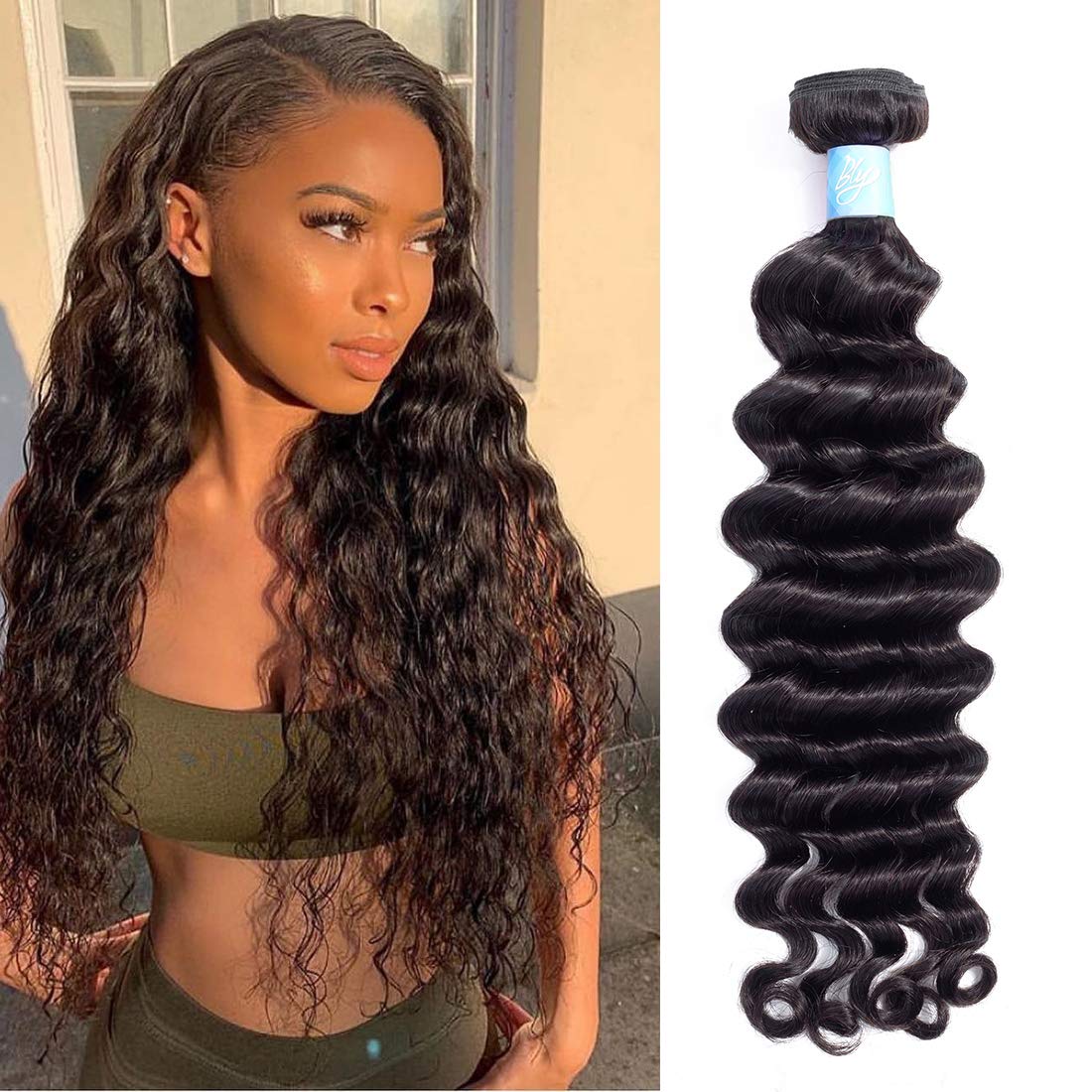 BLY Hair 8A Grade Brazilian Virgin Loose Wave 3 Bundles Human Hair 300g Unprocessed Remy Mink Loose Deep Wave Hair Extensions Weave Natural Color (12 14 16inches)