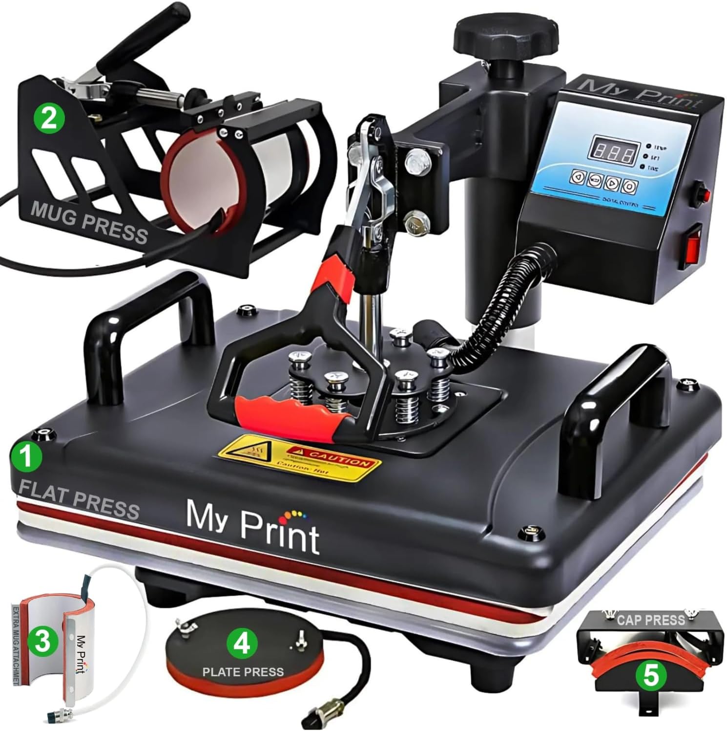 MY PRINT | Heat Press 5 in 1 Digital Multi Functional Sublimation, Vinyl Printing Machine for T-Shirts (Any Flat Product), Mug, Plate Heat Press Machine 12x15 Inch | DTF PRIINTING | VINYL PRINTING