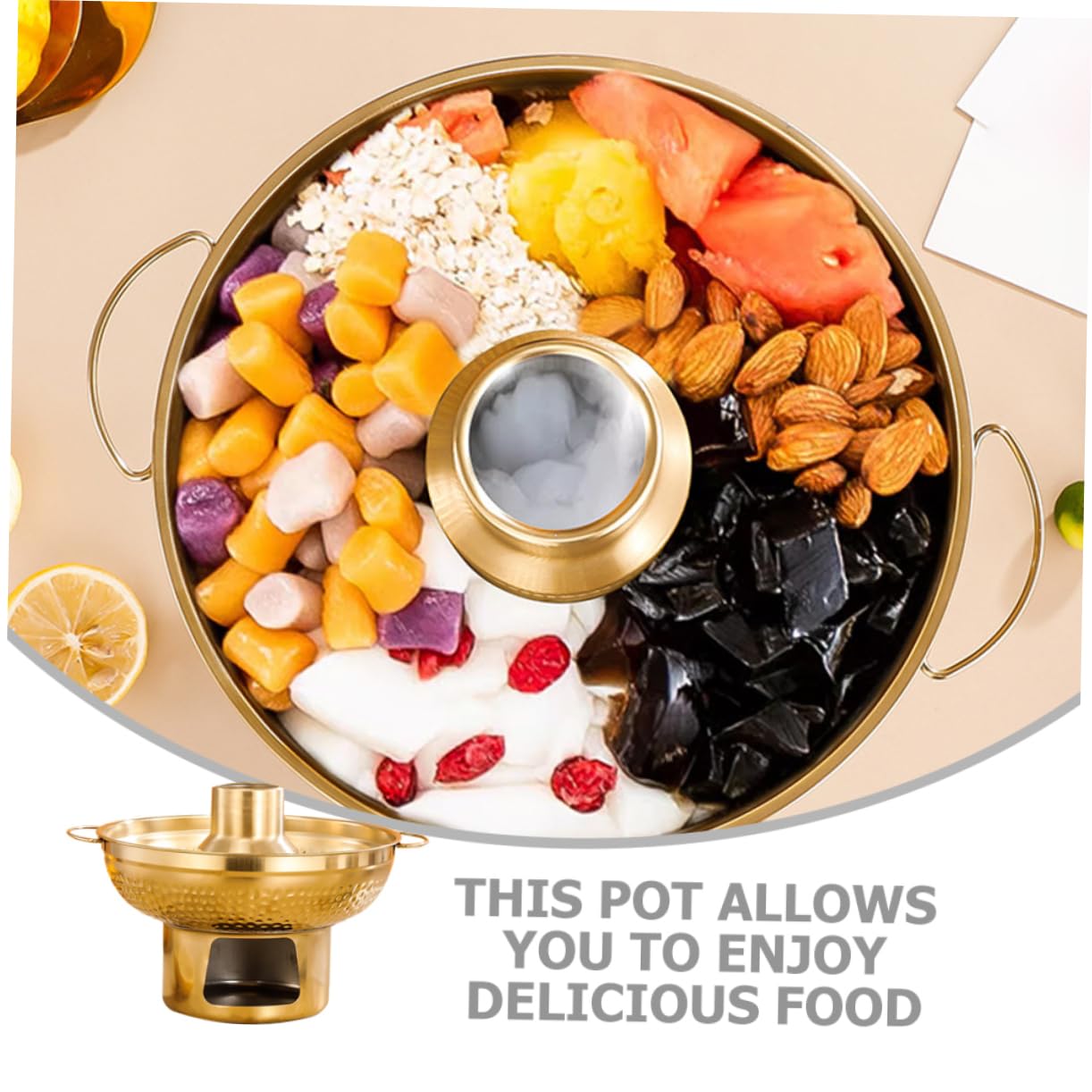 CIYODO Dessert Hot Pot 1 Person Stainless Steel Easy to Clean Hot Pot Cooker Fruit Holder Kitchen Supply