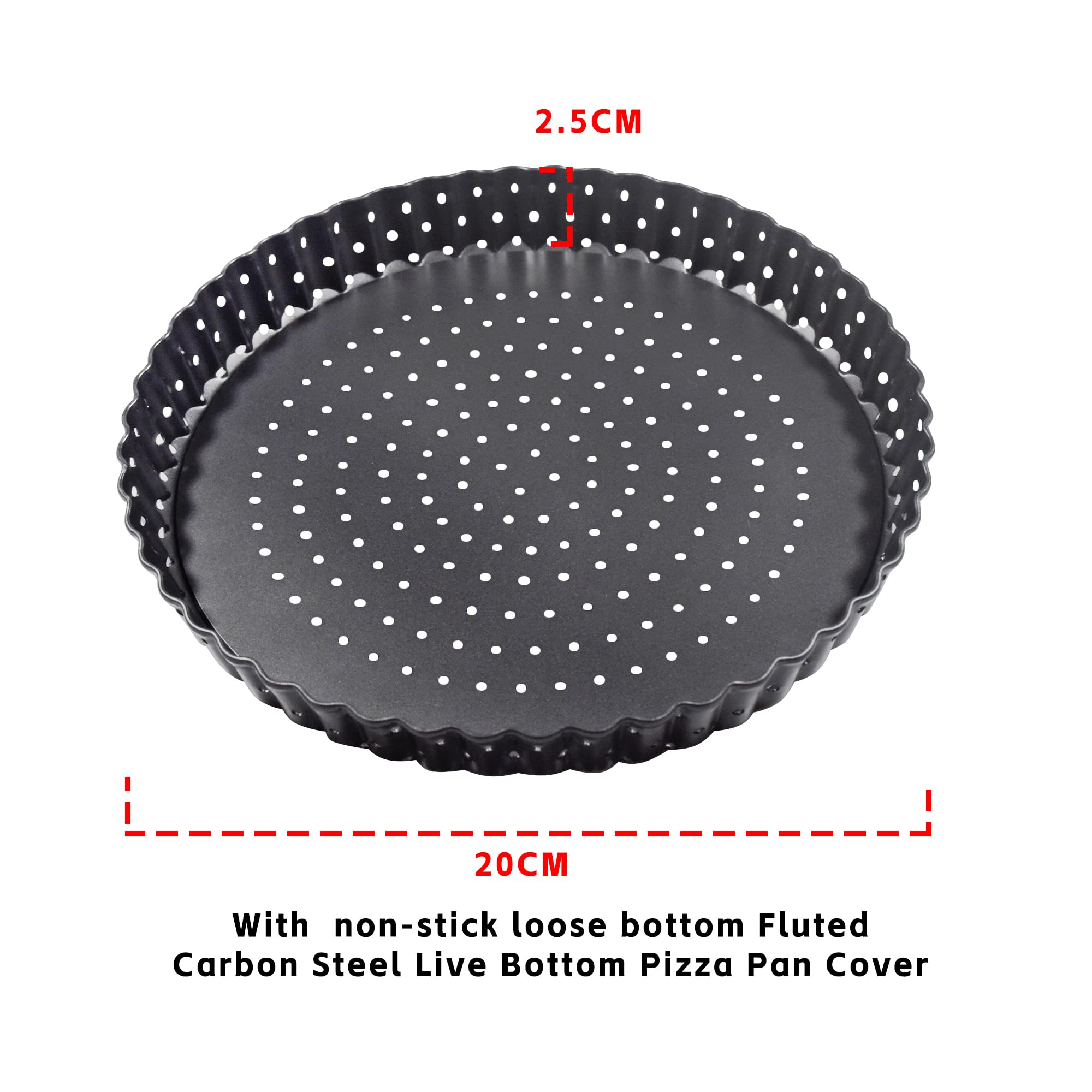 Lot de 2 moules à quiche perforés amovibles de 20 cm, moule à tarte perforé anti-adhésif