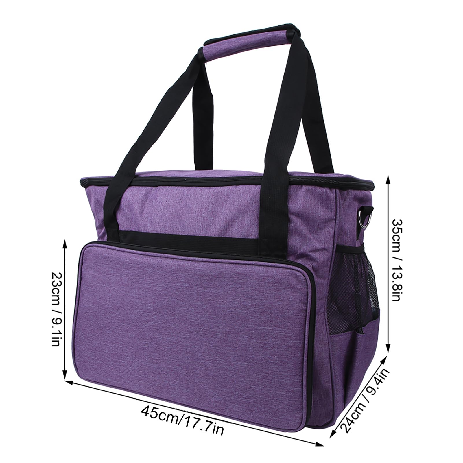 Bolsa de almacenamiento de tejer 600D Oxford Beinting Agujas de tejido de tejido Crochet Hilador de hilo Organizador de lana (Púrpura)