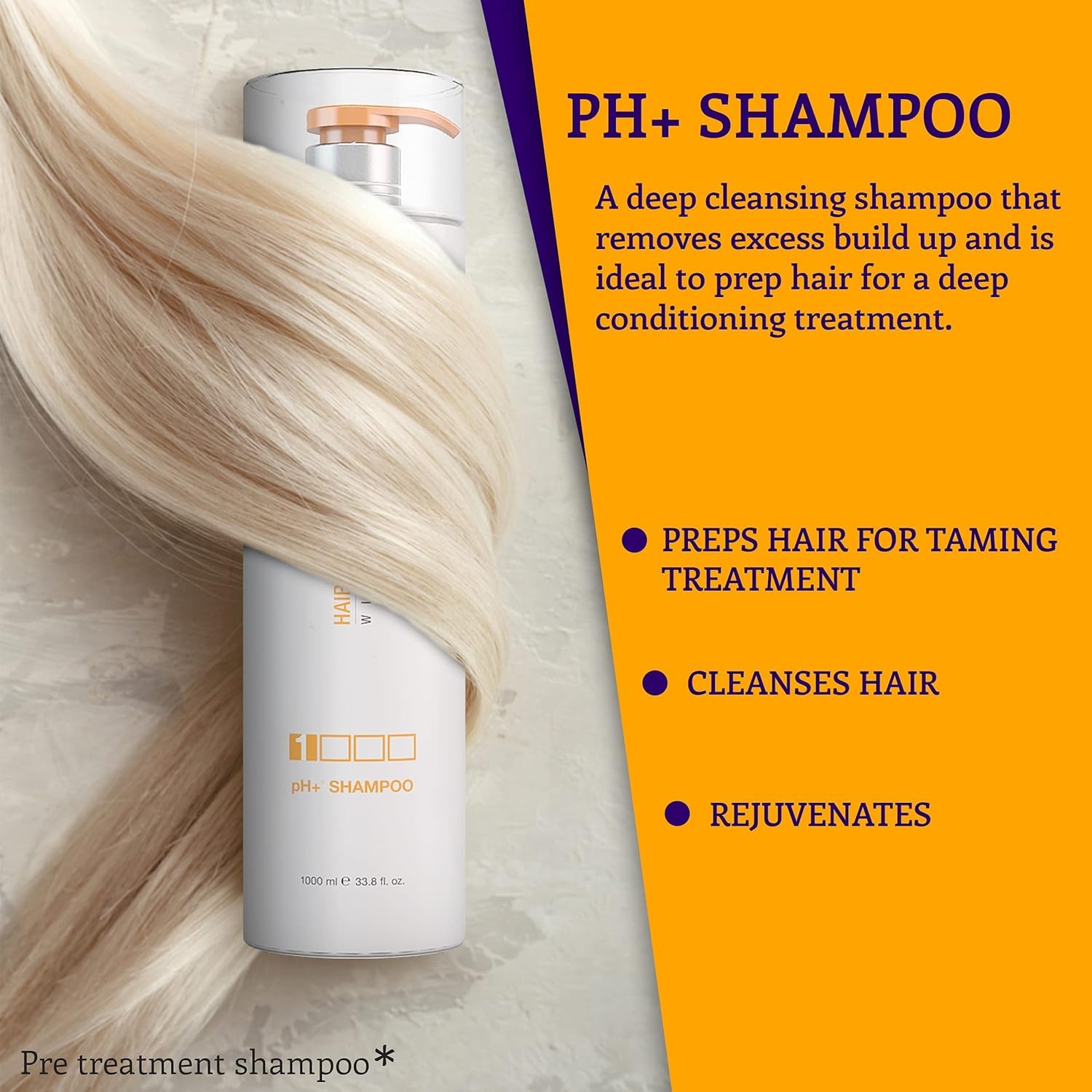 GK HAIR pH+ Pre-Treatment Clarifying Shampoo 1000ml, Silver Bombshell Shampoo 710ml with Leave-In Bombshell Cream 100ml - Ultimate Hair Care Set for Damage, Dull Blonde and Gray Hair