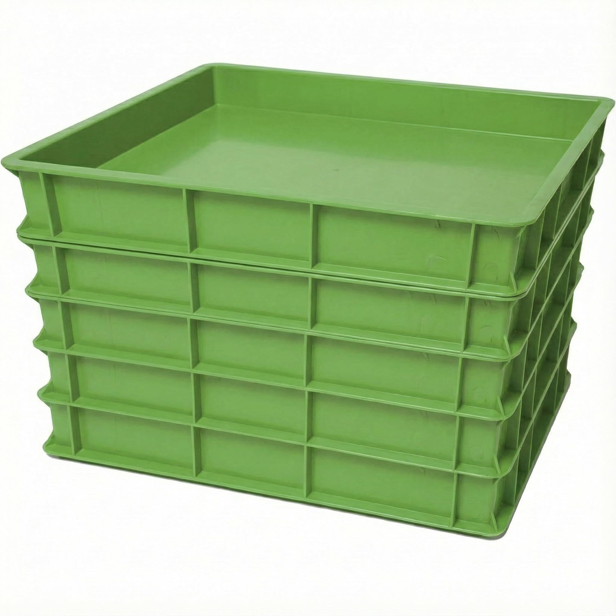 Morleos 5x Pizzaballenbox | 60x40x7 cm | Grün | Made in Italy | Gärbox Teigballenbox Teigwanne Teigbox Teigkasten Hefekiste | stapelbar | Pizza - Waffel - Kuchen - Brotteig