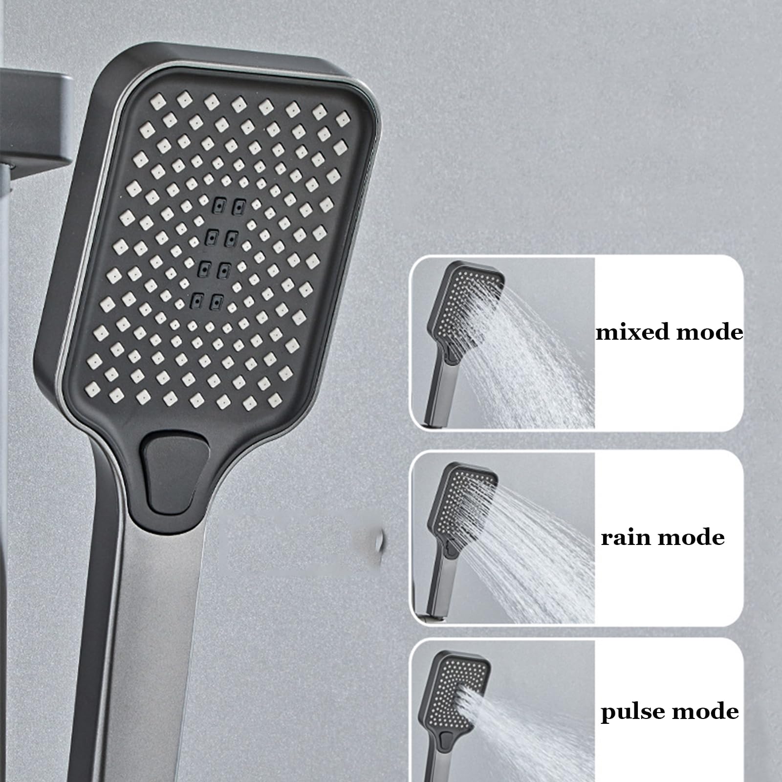 Set Rubinetto Doccia Gun Grey, Sistema Doccia con Display Digitale, Colonna Doccia A 4 Funzioni con Soffione A Pioggia da 30 * 20 Cm E Doccia Portatile A 3 modalità, Pistola A Spruzzo