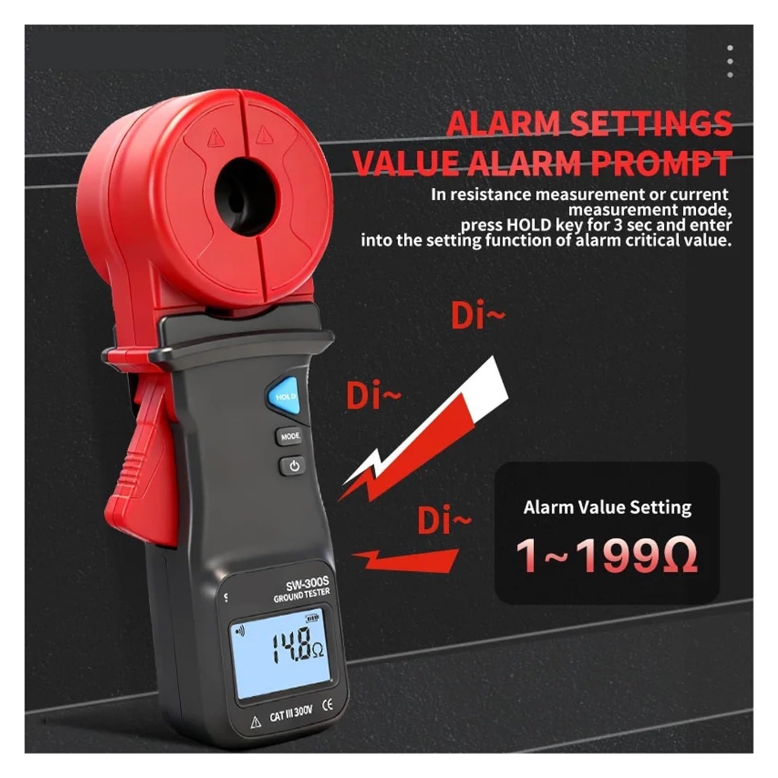 Tester di resistenza terra a pinza LCD, misuratore tensione for circuiti protezione contro i fulmini, megaohmmetro digitale, tester più Accurato