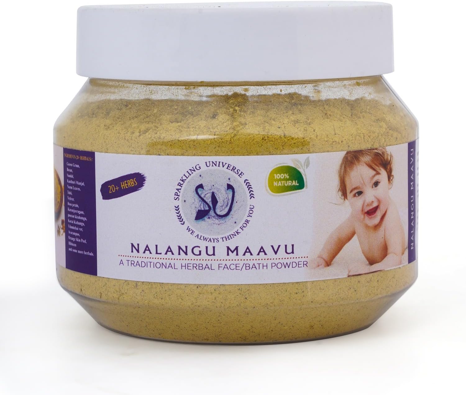 Sparkling Universe - Nalangu Maavu/Sunnipindi/Ubtan 20+ Herbal Face and Bath Powder 100% Natural 200 grams )