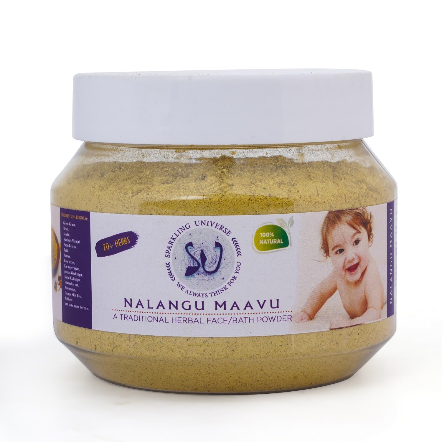Sparkling Universe - Nalangu Maavu/Sunnipindi/Ubtan 20+ Herbal Face and Bath Powder 100% Natural 200 grams )