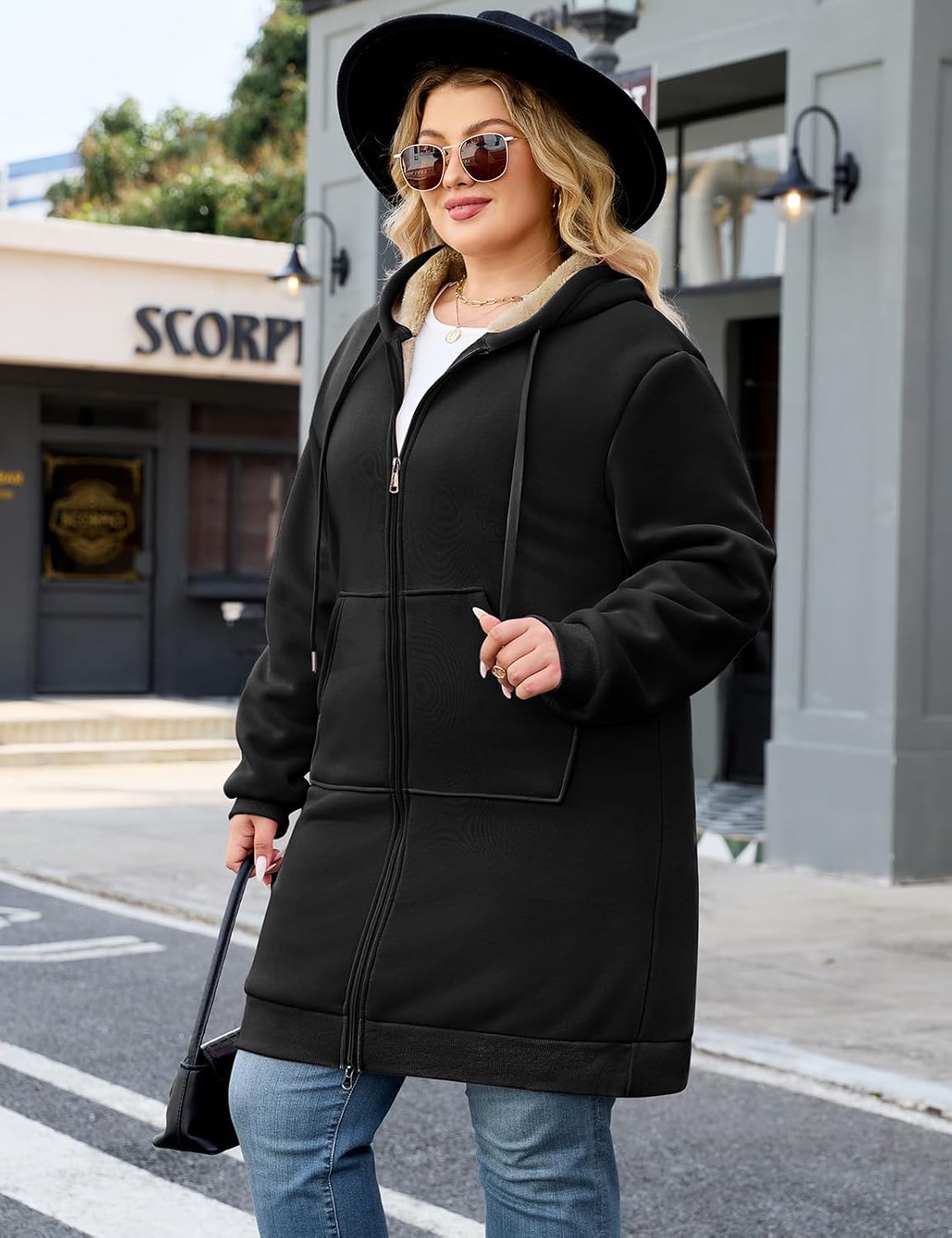 Casual Zip Up Hoodie for Women, Long Tunic Fleece Jacket Plus Size Coat, Warm Winter Hooded Outerwear - Image 6