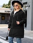 AFFA Plus Taille longue polaire Hoodie d'hiver chaud Casual Soft Zip up pour femme