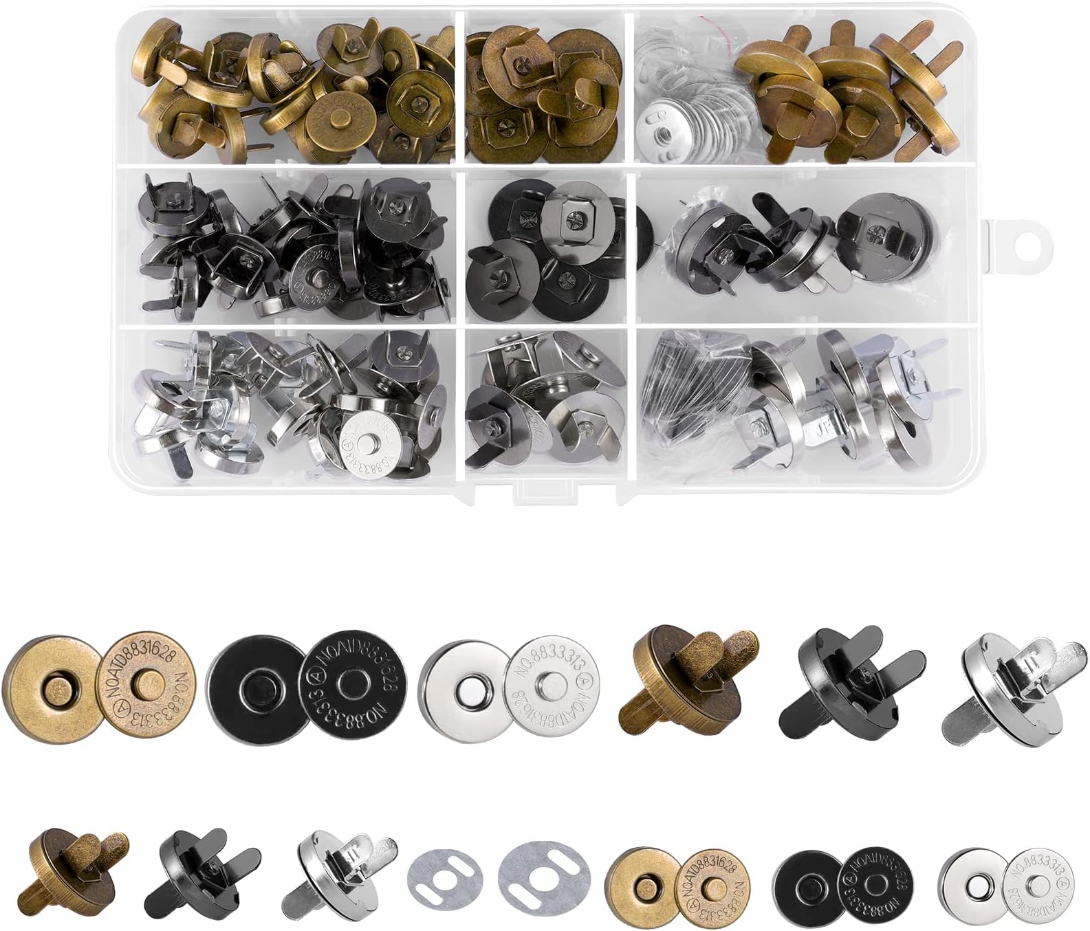 CKJ 60 Stücke Magnetknöpfe, 14mm und 18mm Metall Magnetische ...