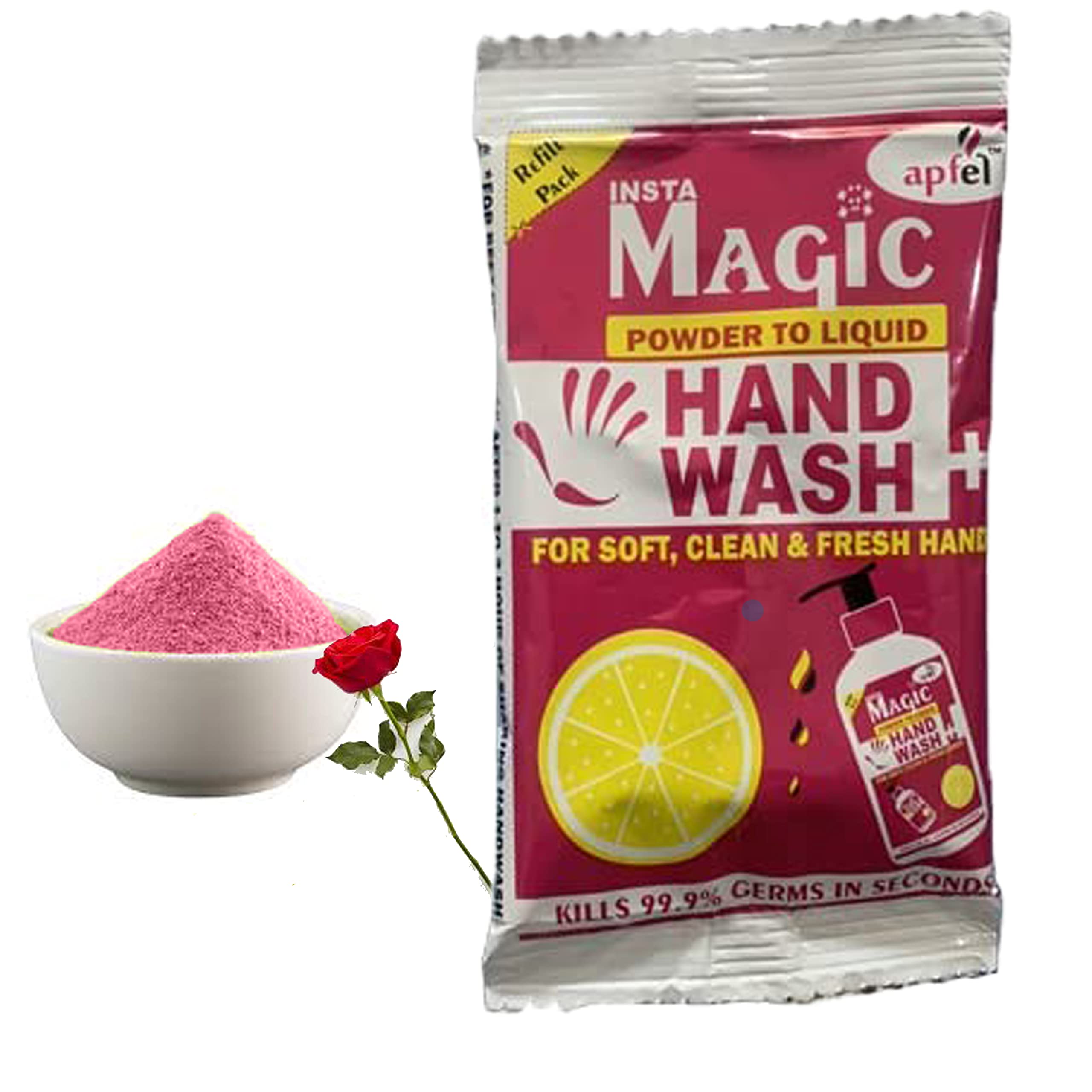 Apfel Insta Magic Hand Wash Powder - 20-Pcs Rose Scented - 100% Stronger Germ Protection for On-the-Go Hygiene (180g, Makes 4 Litres) (B0C627BGZD) Amazon Price History, Amazon Price Tracker