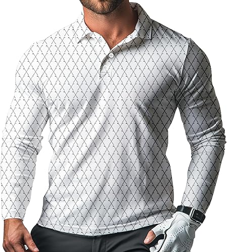 Camisa de golf de manga larga para hombre, secado rápido, 3 botones, trabajo, pesca, al aire libre, casual, cuello
