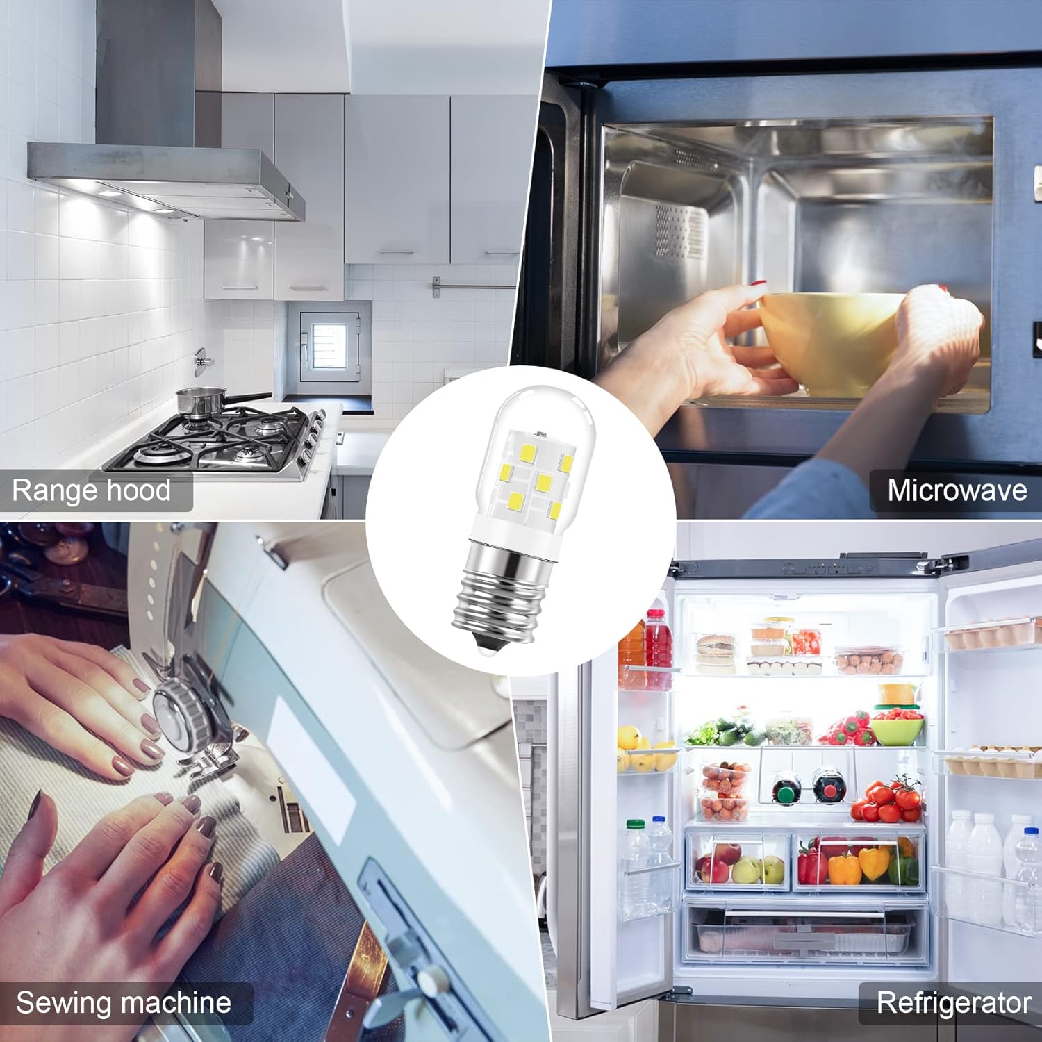 E17 LED Under Microwave Over Stove Light Bulb 125V Appliance 8206232A 40W Incandescent Equivalent, E17 Intermediate Base 3W Dimmable Light Bulb for Refrigerators, Range Hood, Daylight 4000K, 2 Pack