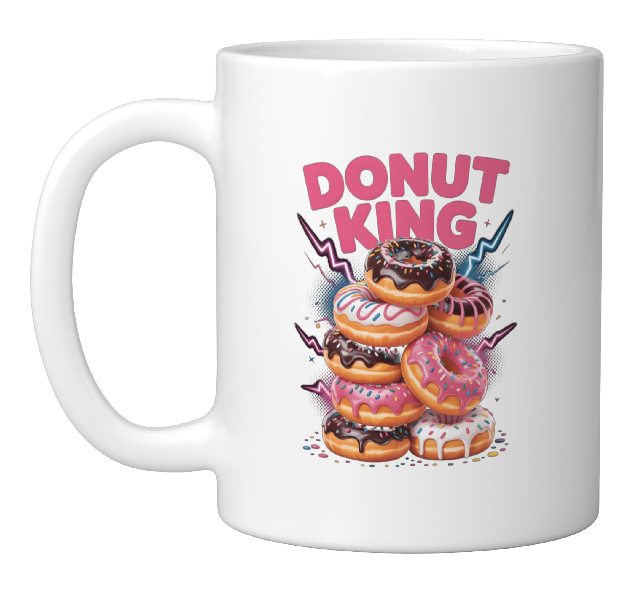 Amazon.com | Donut King Ceramic Mug, White: Coffee Cups & Mugs