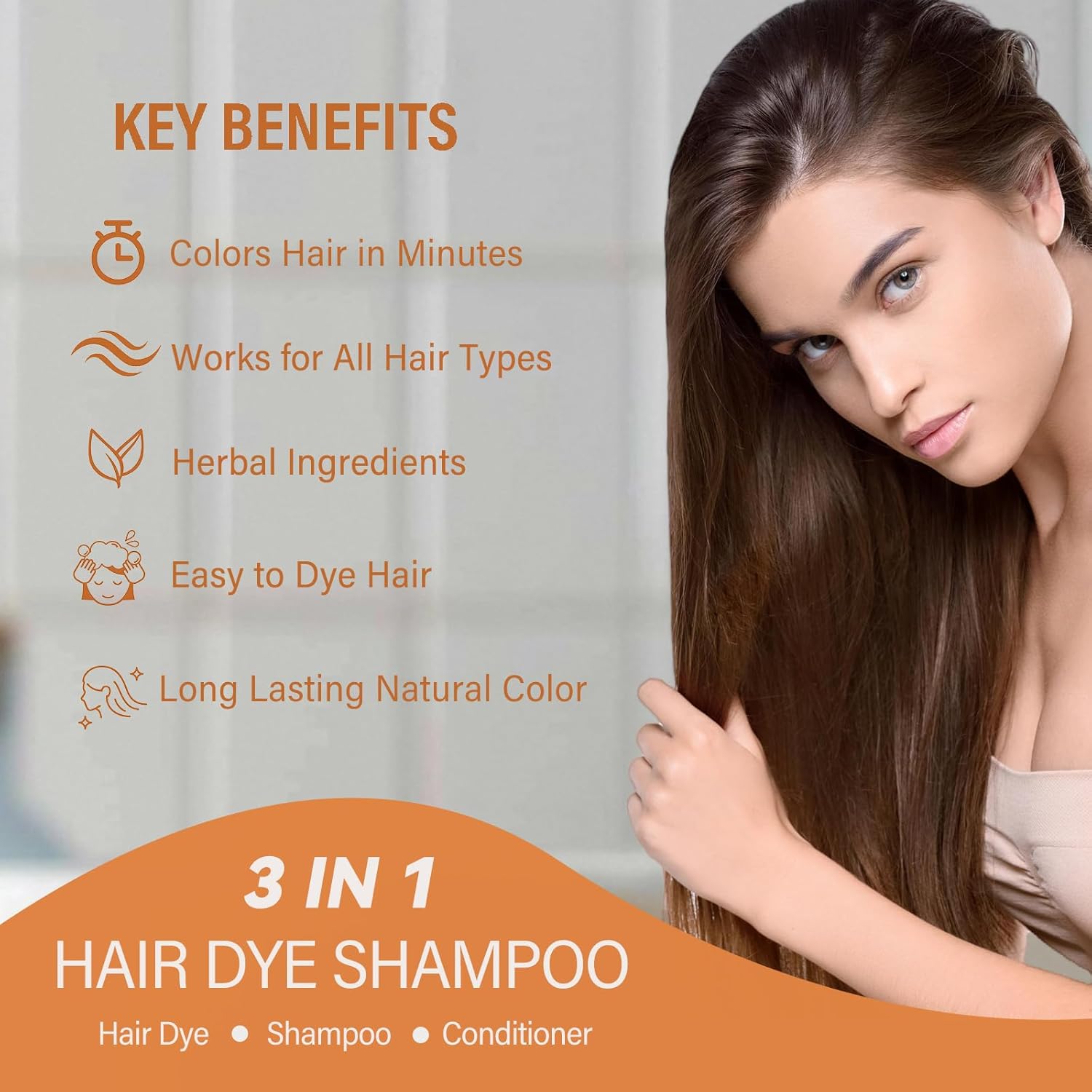 Black Hair Dye Shampoo for Gray Coverage, Instant Hair Color Shampoo, Long Lasting Black Hair Shampoo, Champu Para Canas, Gentle & Fast, Easy to Use, 16.90 Fl Oz - Image 2