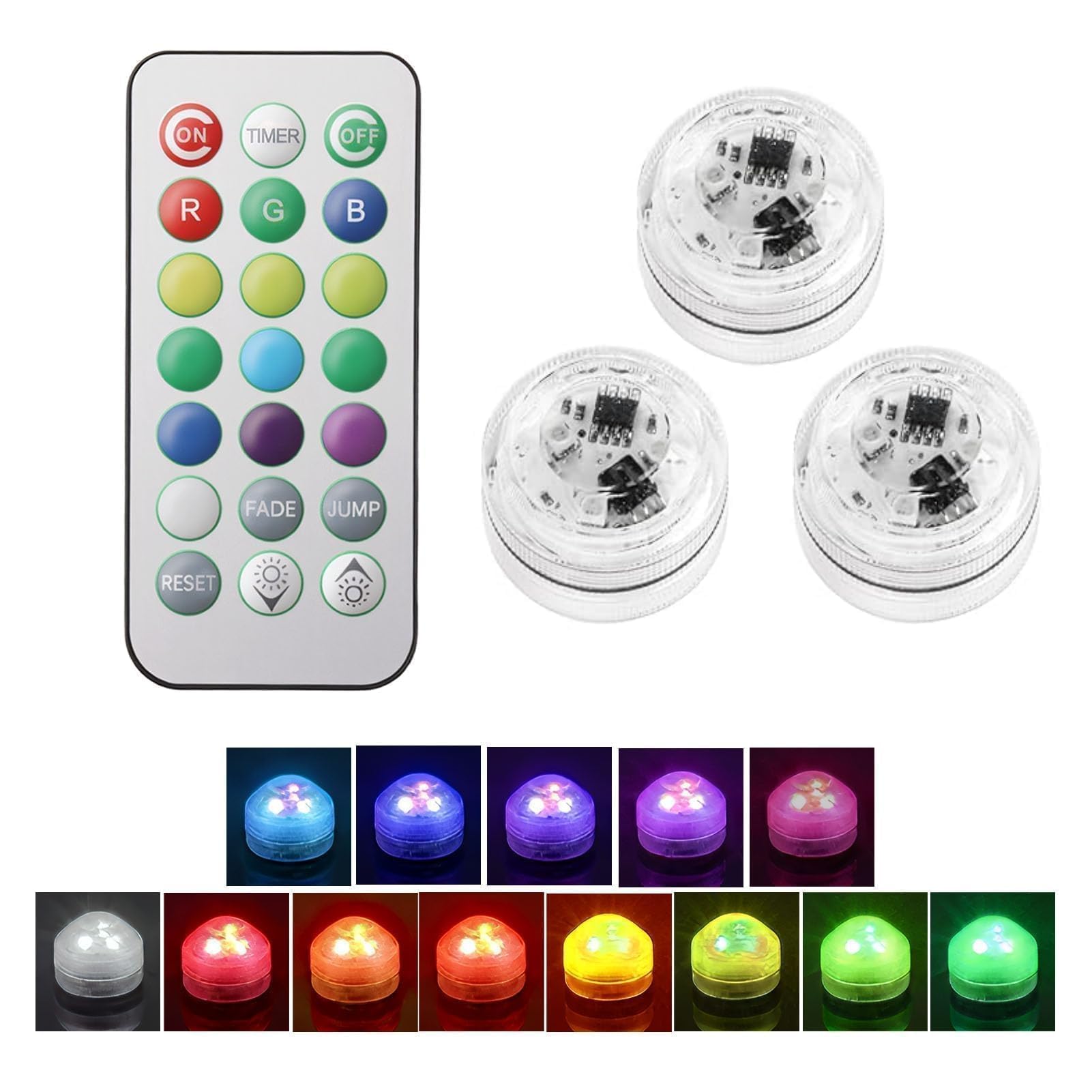 3Pcs Mini Submersible LED Lights with Remote Control Small Pool Lights for Valentine's Day New Year Party Event Waterproof RGB Tea Lamp Flameless with 16 Color for Wedding Aquarium Tub Vase Decoration