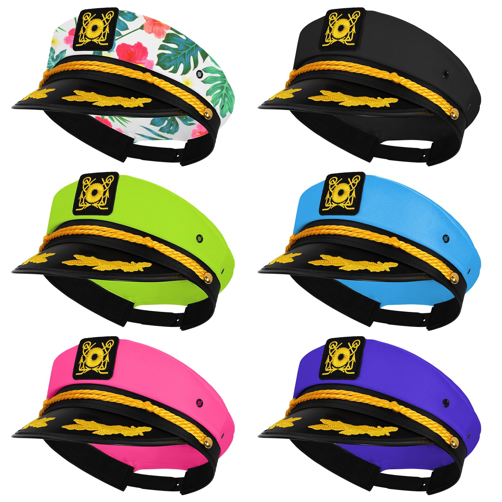 dodowin Captain Hat for Men Women Adjustable Sailor Hats Boat Cruise Yacht Rock Party Costume Beach Essential Hawaiian Outfit