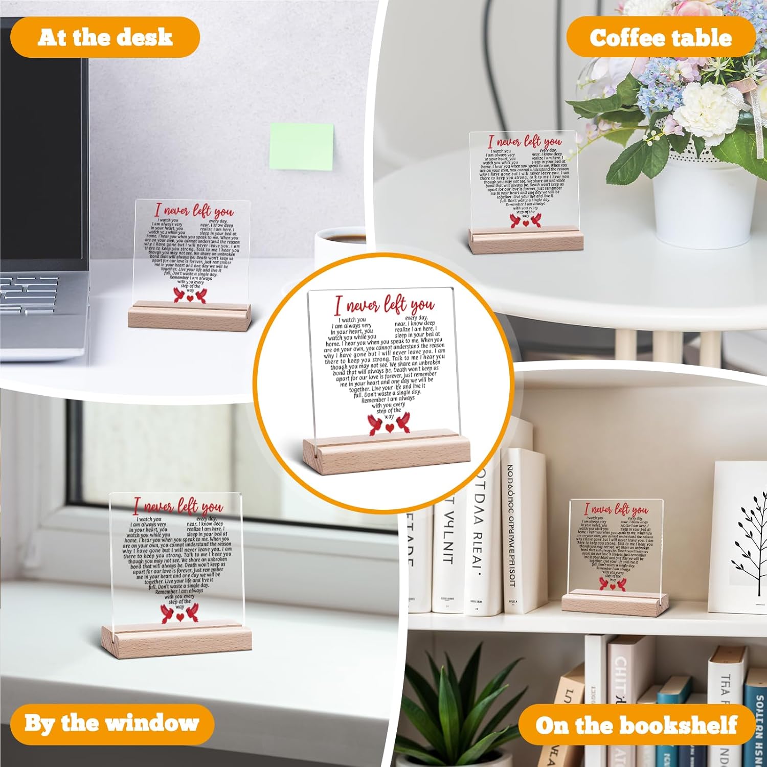 Sympathy Bereavement Gift Acrylic Plaque Memorial Condolence Gift for Loss of Mother Father Grandma Brother Clear Desk Decorative Sign Grieving Present for Remembrance Acrylic Sign With Wooden Stand - Image 5