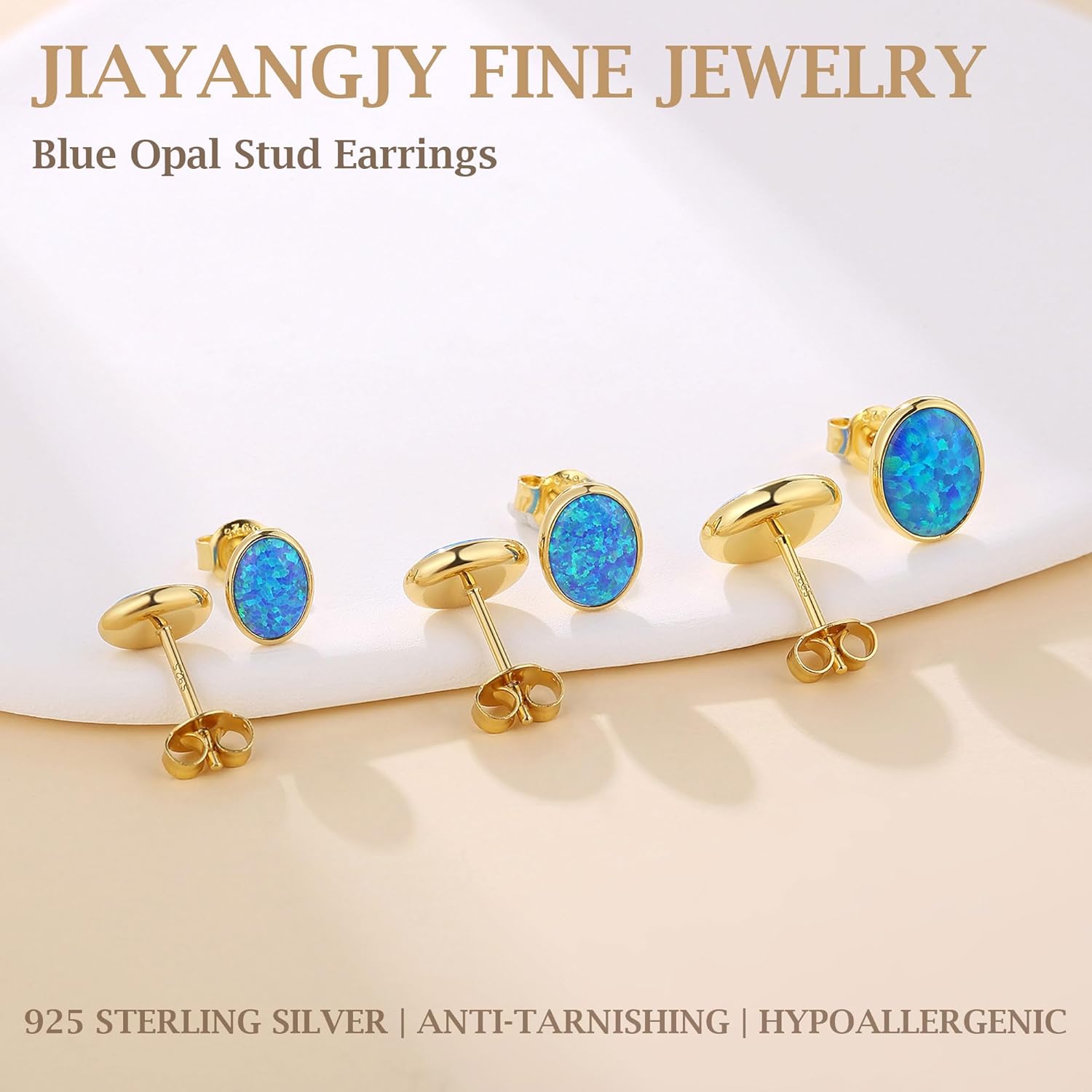 Silver Fire Opal Stud Earrings for Women Sterling Silver Created Green/Blue/Pink/White Opal Stud Earrings - Image 3