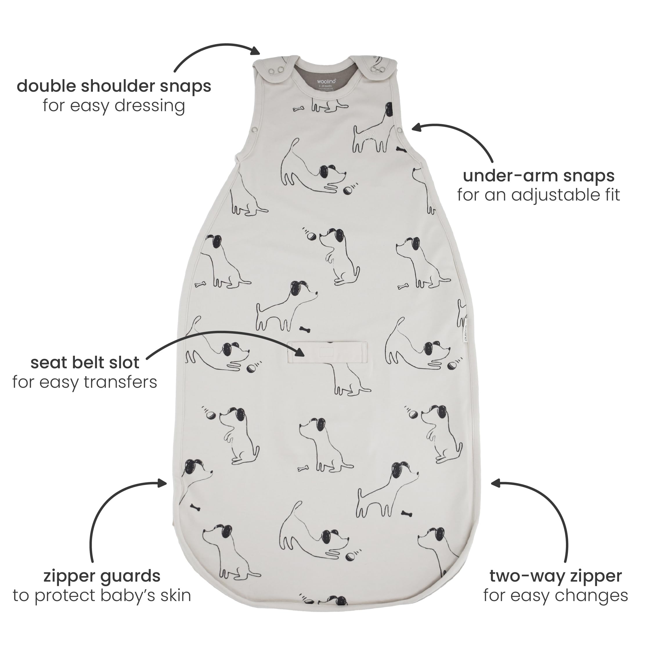 Woolino Saco de Dormir para Niños Pequeños, 4 Estaciones, Lana Merina y Algodón Orgánico, Saco de Dormir para Bebés, 2-4 años
