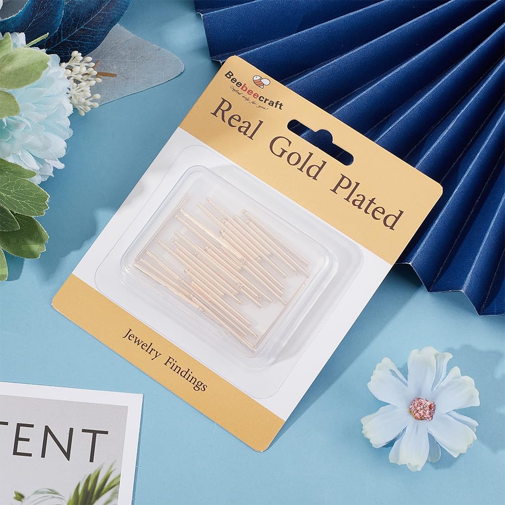 Beebeecraft 1 Box 30Pcs Gold Bar Charms 18K Gold Plated Brass Stick Strip Long Vertical Charms with Hole for DIY Earrings Necklace Jewelry Making - Image 6