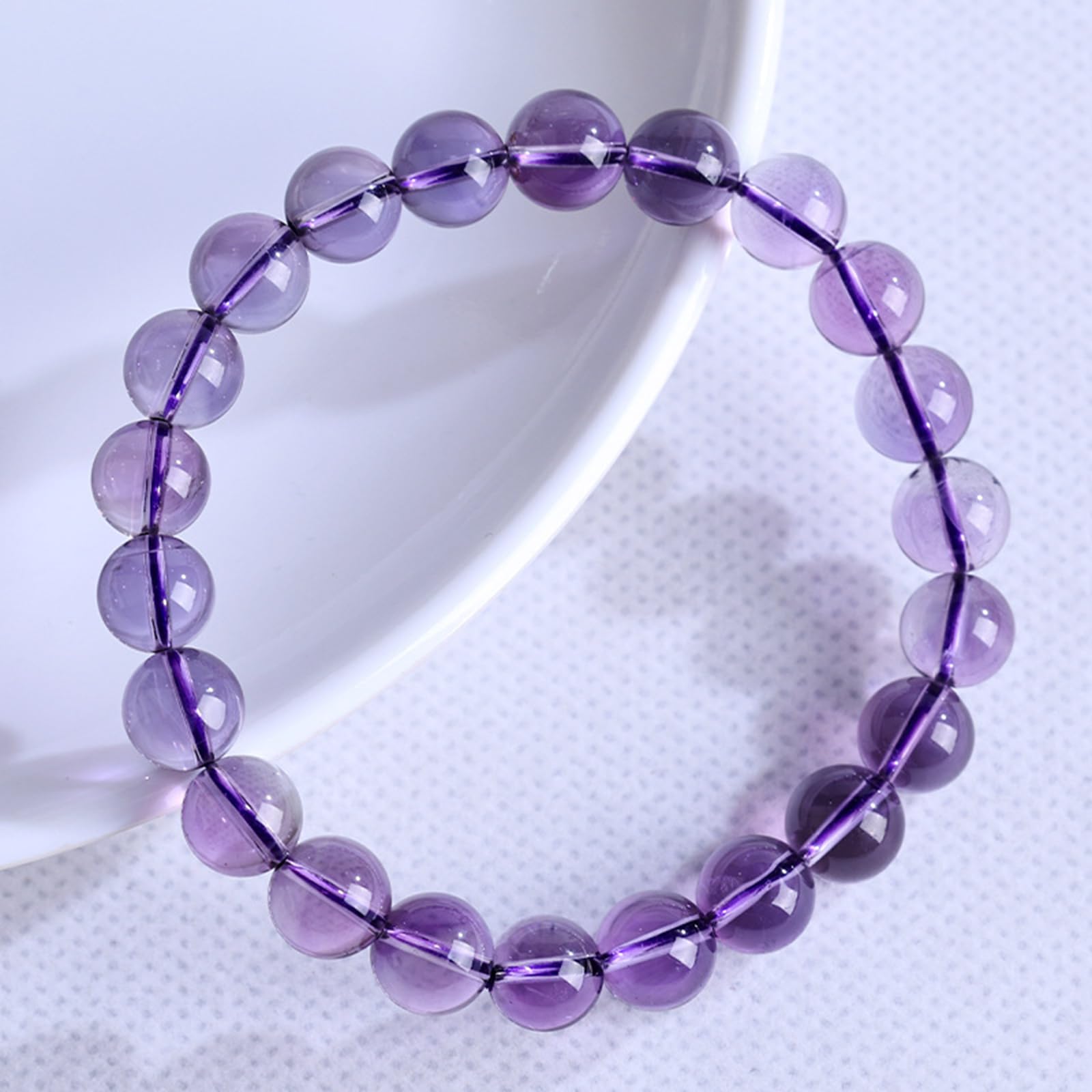 Pulsera de Amatista de Grado 7A | Pulseras de Cristal con Piedras energéticas | Pulsera de Cuentas de Piedras Preciosas Naturales para Mujeres y niñas | Accesorios de Moda,13~14mm