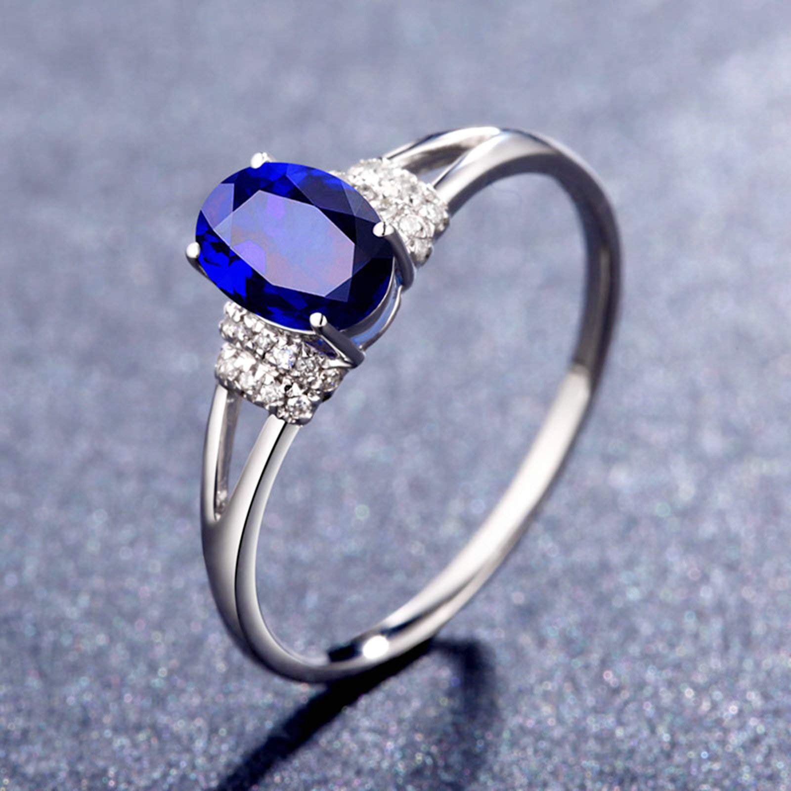 Beydodo Obrączki ślubne 750 białe złoto niebieskie owalne szafir 0,62/0,97/1,36/2,22 ct pierścionek zaręczynowy diament białe złoto dla kobiet e 18 karatów (750) białe złoto, 45 (14,3), colore: 2.22ct, cod. TLLWGZ2743