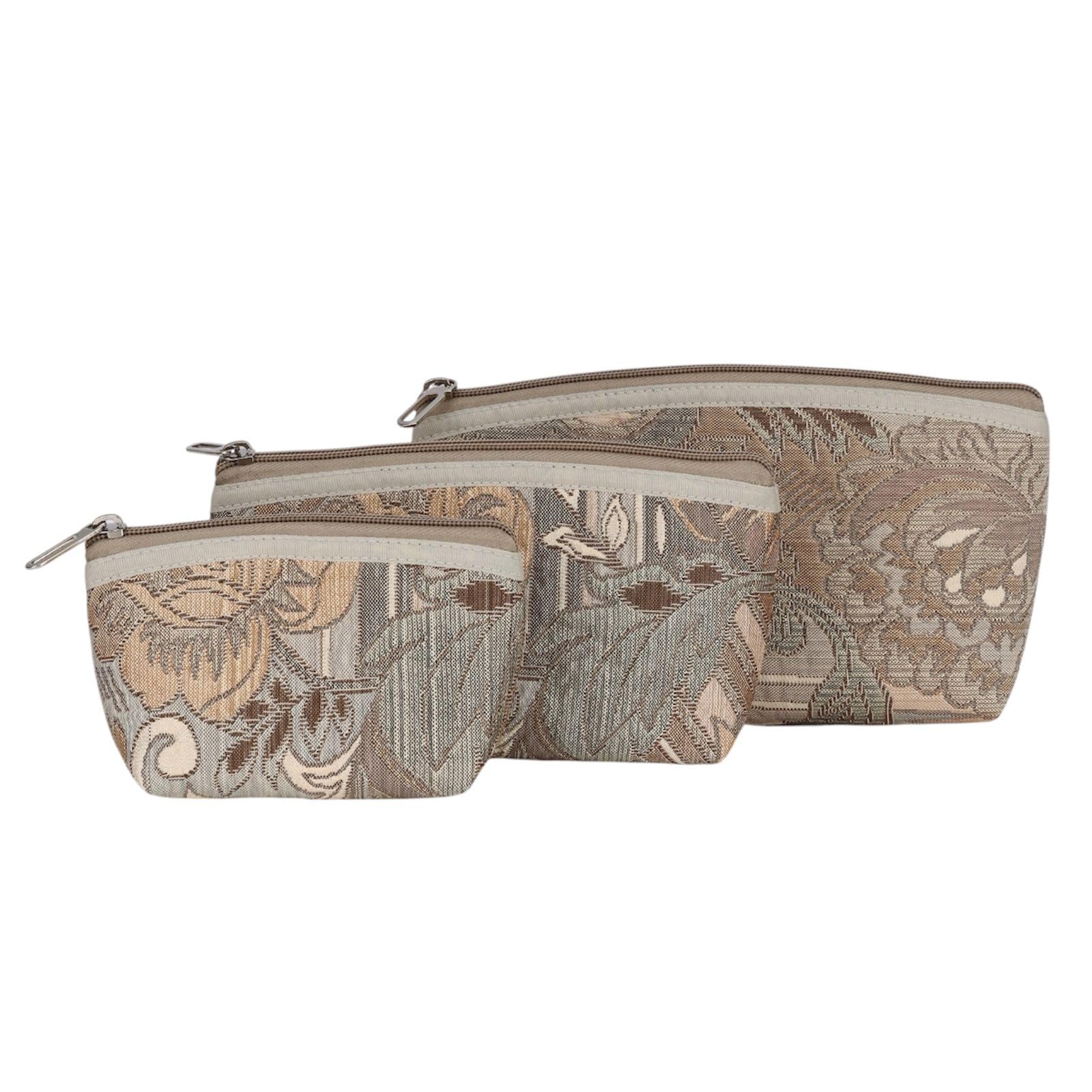Bag in 3-Piece Tapestry Makeup Bag Set – Floral Travel Cosmetic Pouches with Zipper – Vintage-Style Organizer Bags for Toiletries, Accessories, and Daily Essentials-image-16