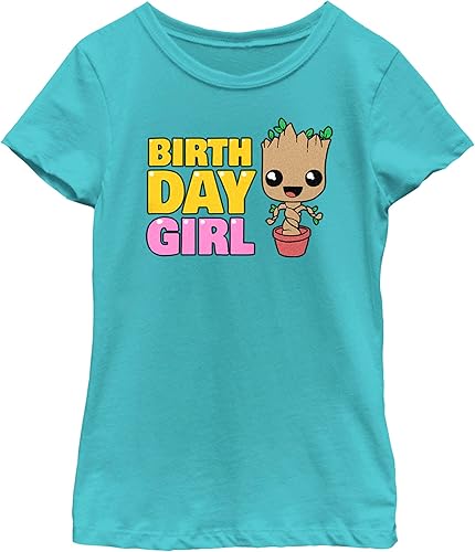 Fifth Sun Marvel Classic Guardians of The Galaxy Birthday Groot - Camiseta de manga corta para niñas