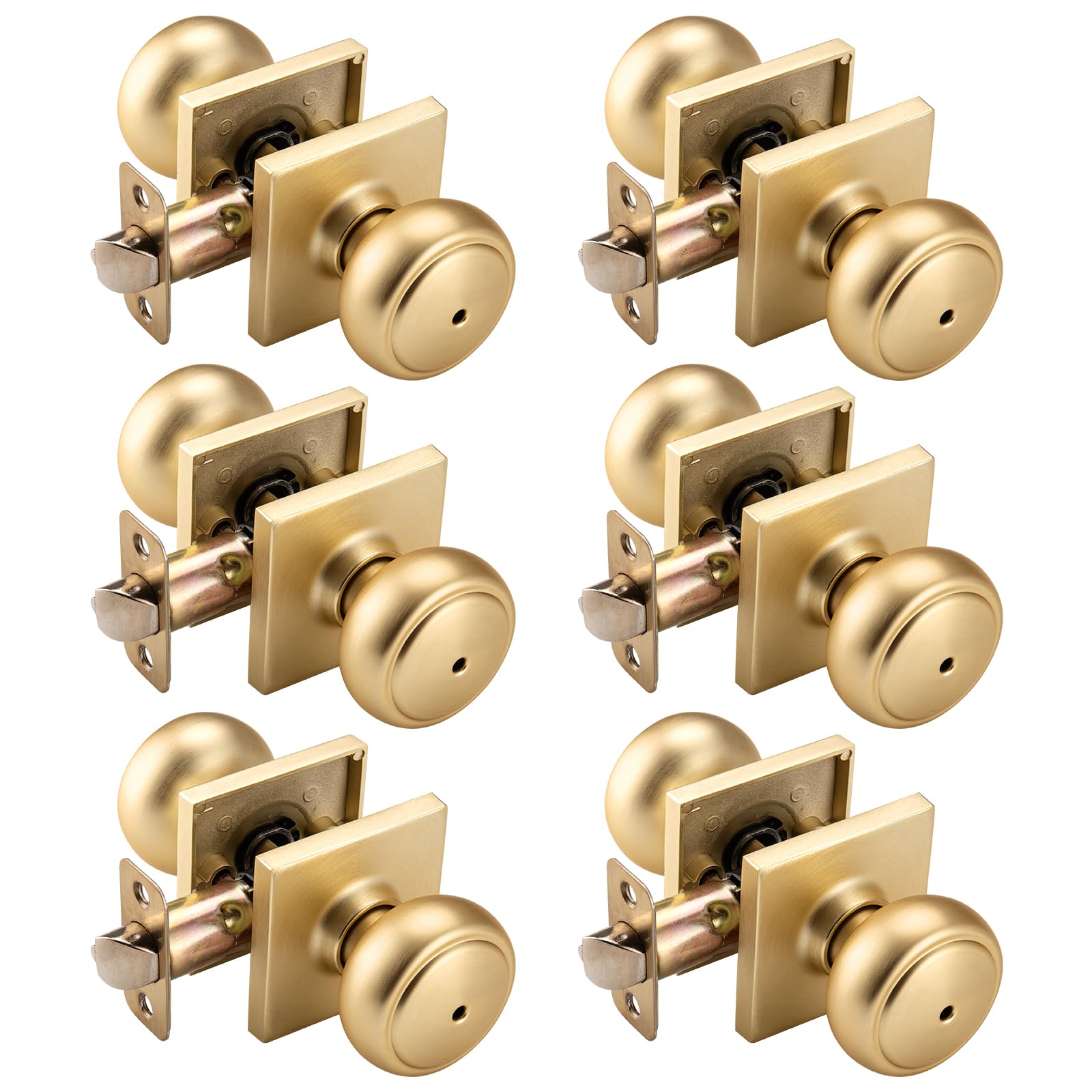 Gold Coastal Door Knobs with Lock - Privacy & Security -1