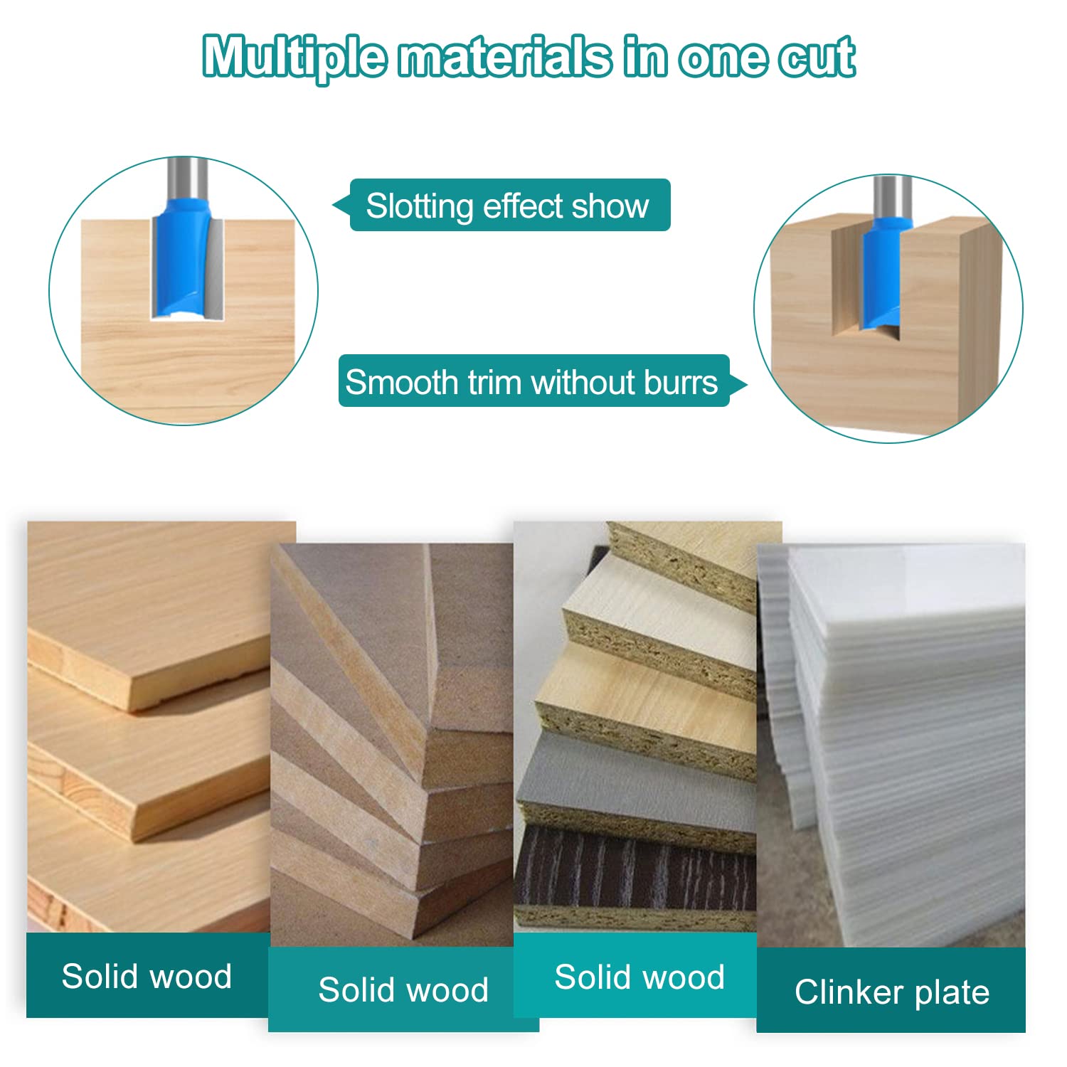 6 Pezzi Fresa per Spianare Legno Gambo 8mm, Fresa a Taglienti Diritti,10/15/20/22/25/30mm Punte per Fresatura Legno, per Lavorazione Del Legname, Lavori Fai Da Te Del Legno