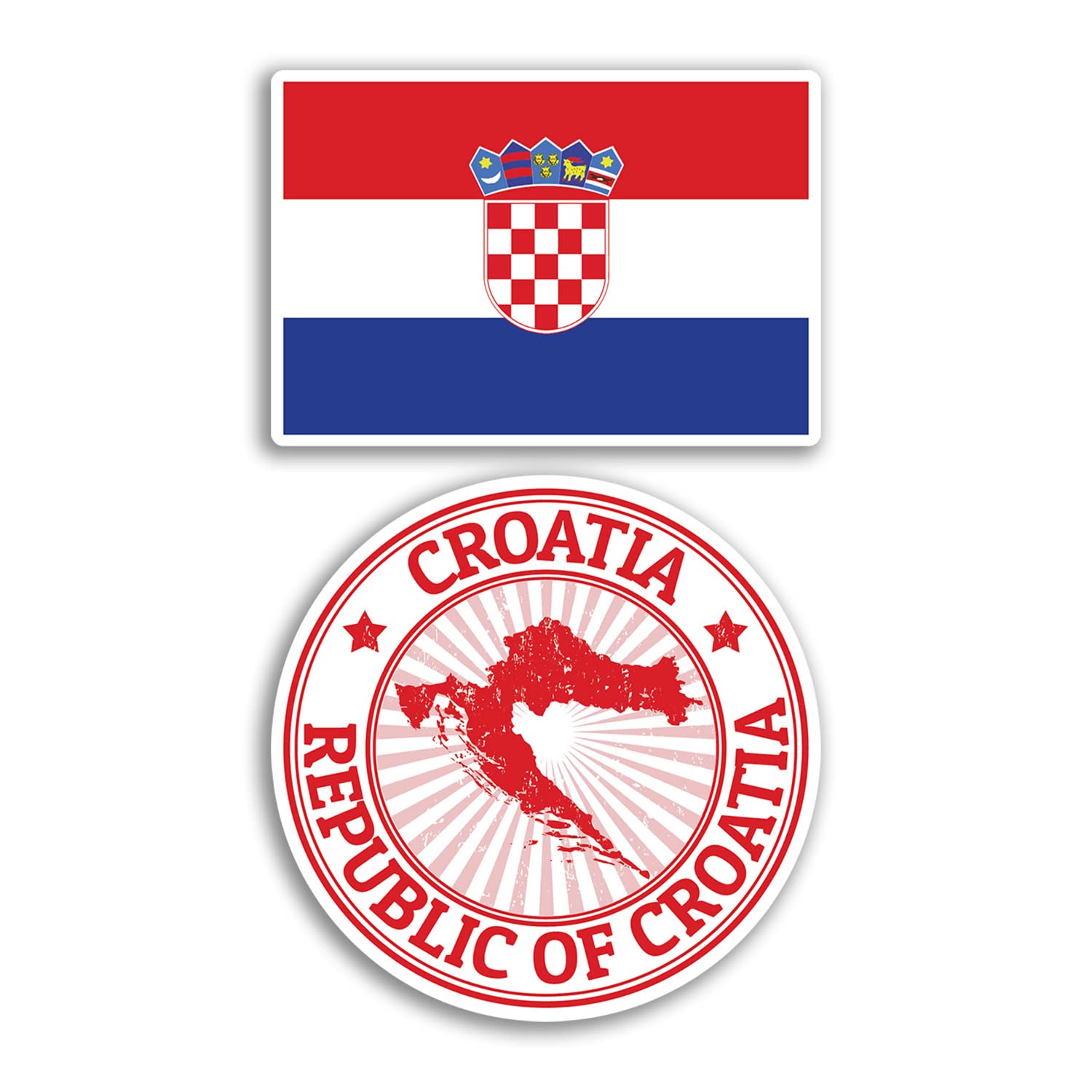 2 x 10cm Wide Croatia Vinyl Stickers - Croatian Map Holiday Adventure Travel Country Scrapbooking Gift #78662