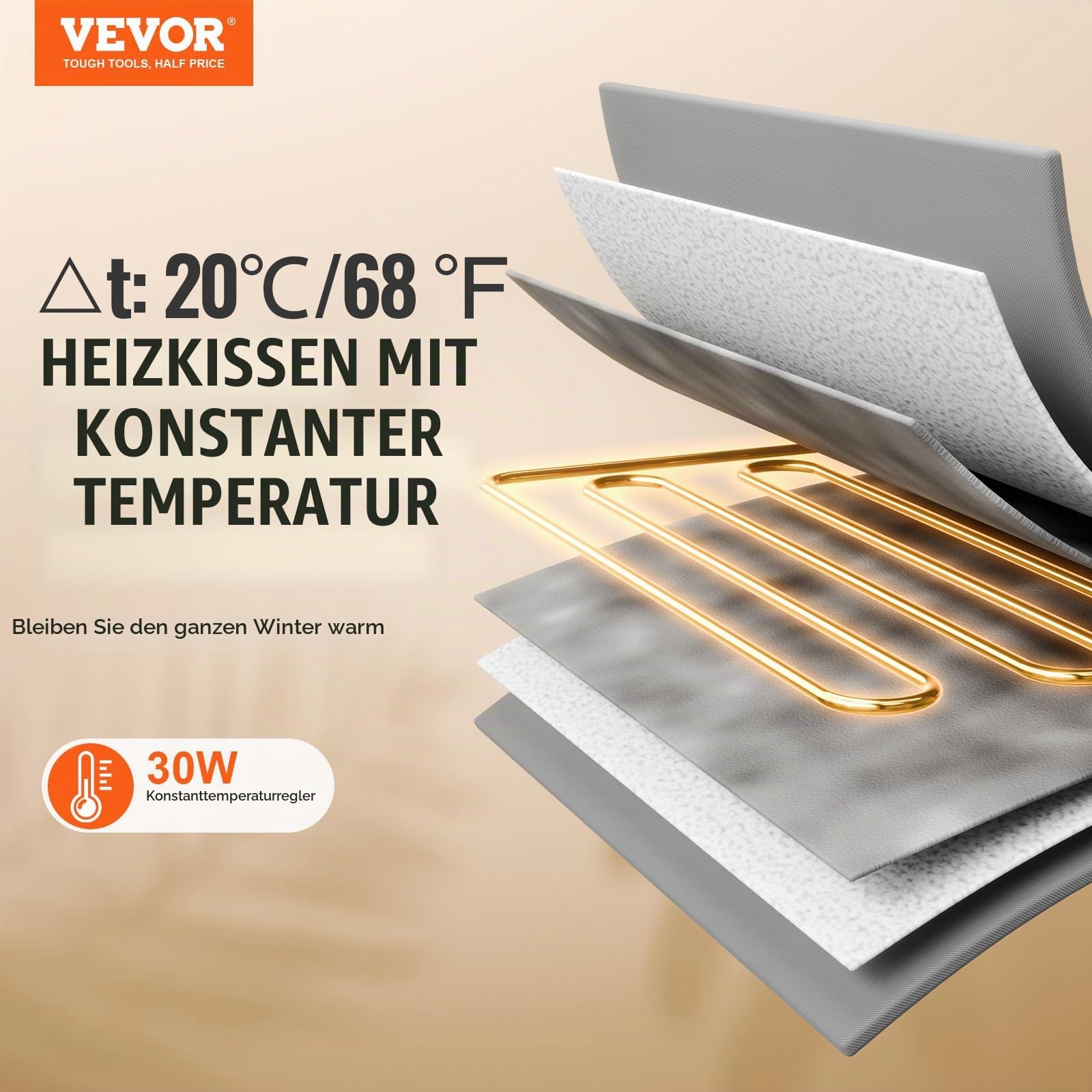 VEVOR Erhöhtes beheiztes Katzenhaus, quaderförmiger Katzenunterschlupf mit Einstellbarer Temperatur und Timer, Faltbarer Katzenunterschlupf aus 900D Oxford-Gewebe mit beheiztem Kissen für den Winter