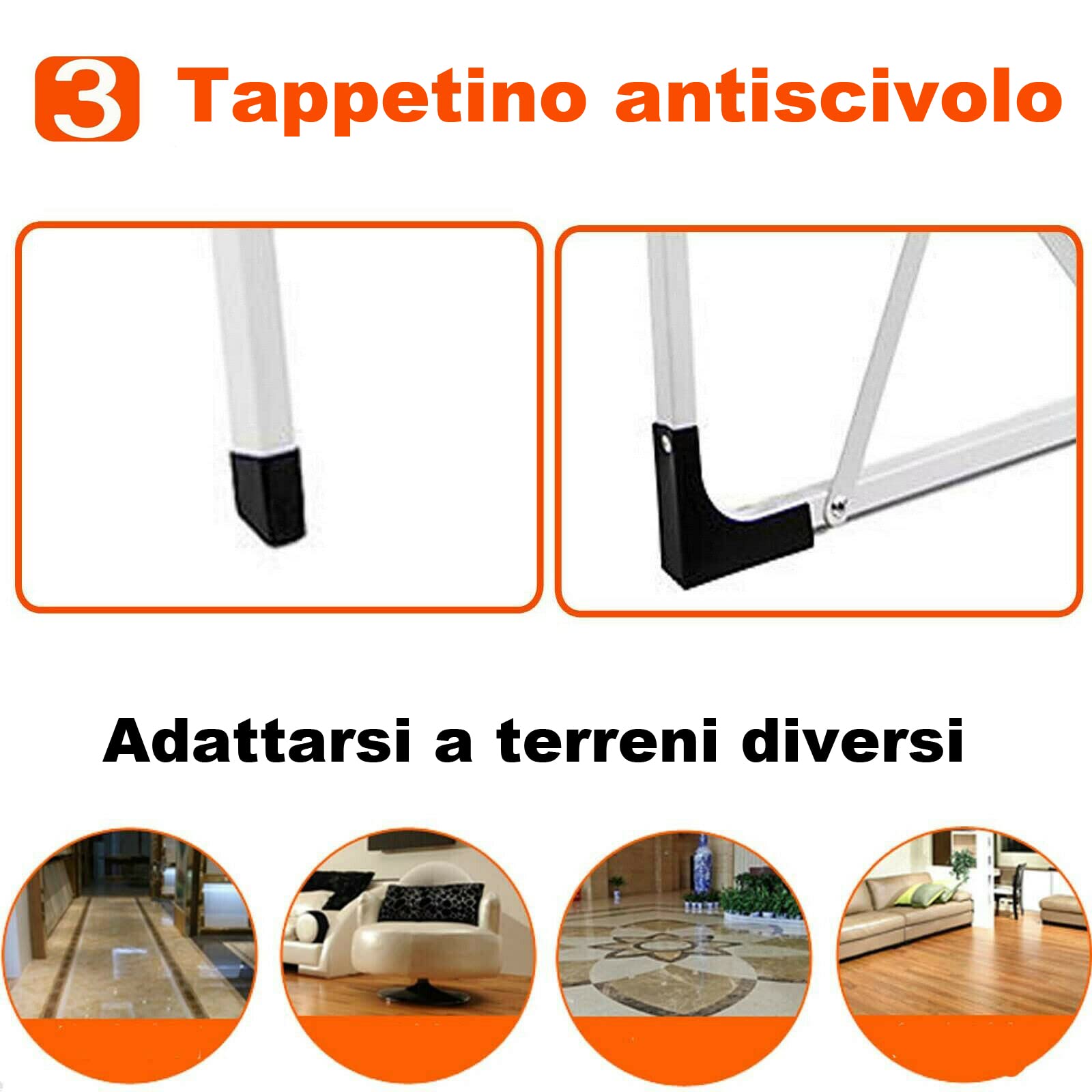 Scala Pieghevole A 3 Gradini Con Corrimano - Acciaio, Portata 150 Kg, Antiscivolo