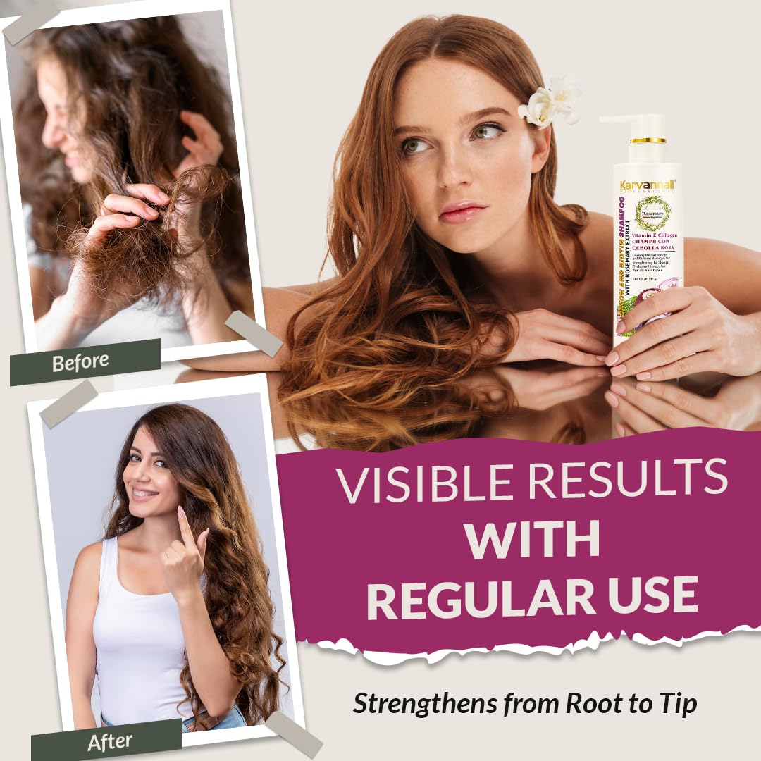 Rosemary Biotin Shampoo & Hair Mask Set | Onion Extract, Collagen & Vitamin E Anti-Thining, Anti-Hairfall Shampoo and Deep Conditioner Set for Dry, Damaged Hair, Sulfate & Paraben Free 2 x 16.9 fl oz - Image 7