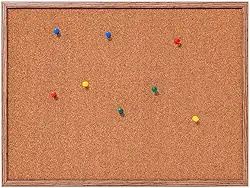 Quadro De Aviso Cortiça 70x50cm Moldura Madeira + 50 Alfinetes Mural Fotos Lembretes