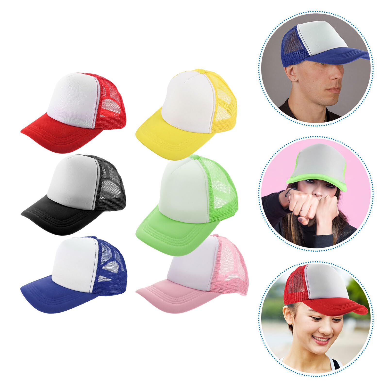 IMIKEYA 6 Pezzi Cappellino In Maglia Traspirante per Sublimazione Cappello Camioner In Poliestere Regolabile per Estate Berretto Da Baseball Vuoto per DIY Viaggi E Uso Casual