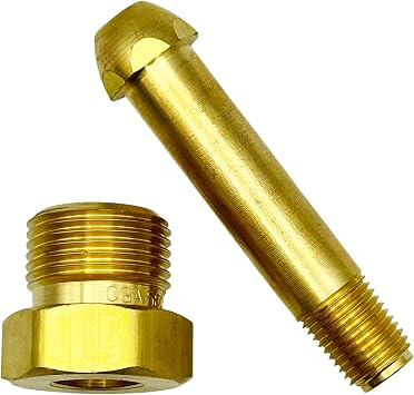 CGA-580 Nut & 3" Nipple Regulator Bottle Inlet Fitting 1/4" NPT For Argon Helium Nitrogen