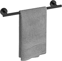 USHOWER Matte Black 18-Inch Towel Bar Wall Mount - Thick SUS304 Stainless Steel Bathroom Towel Rack, Rustproof Modern Decor (20-Inch Total)