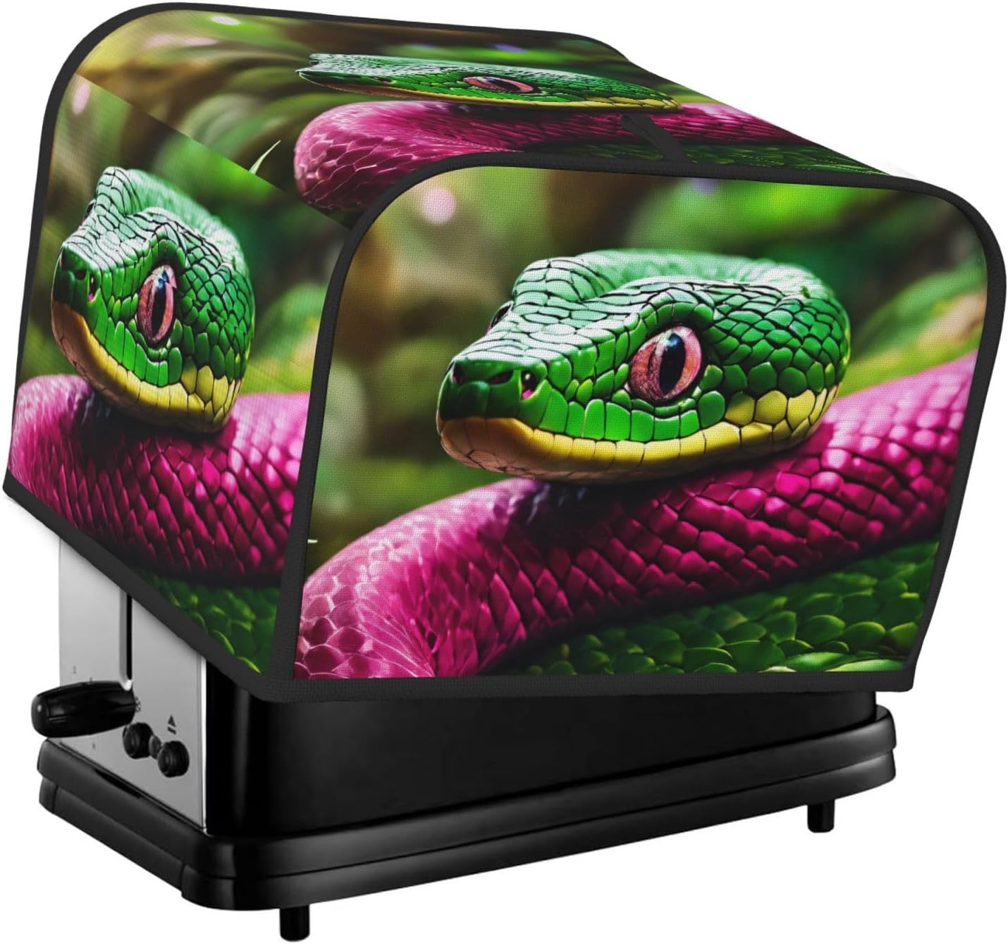 Green Snake Print 4-Slice Toaster Cover Kitchen Appliance For Bread Home Protector Daily Usability