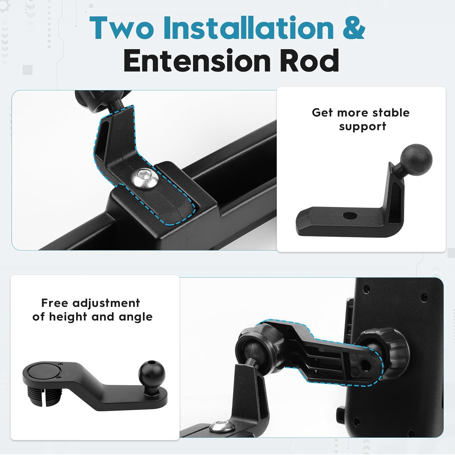 Phone Mount for Jeep Wrangler JL JLU & Gladiator JT 2018 2019 2020 2021 2022 2023,Multi-Mount Phone Holder Dash Tray Storage Box,Extension Arm Metal Rod Black Not for Wrangler 4XE