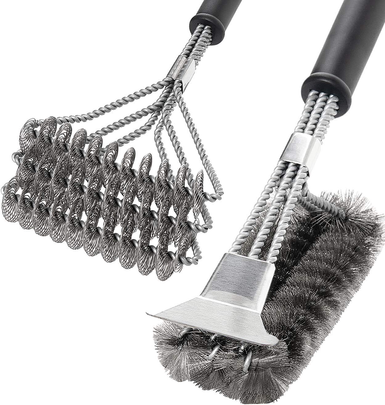 SHINESTAR BBQ Cleaning Brush Set of 2, 18'' Stainless Steel Barbecue