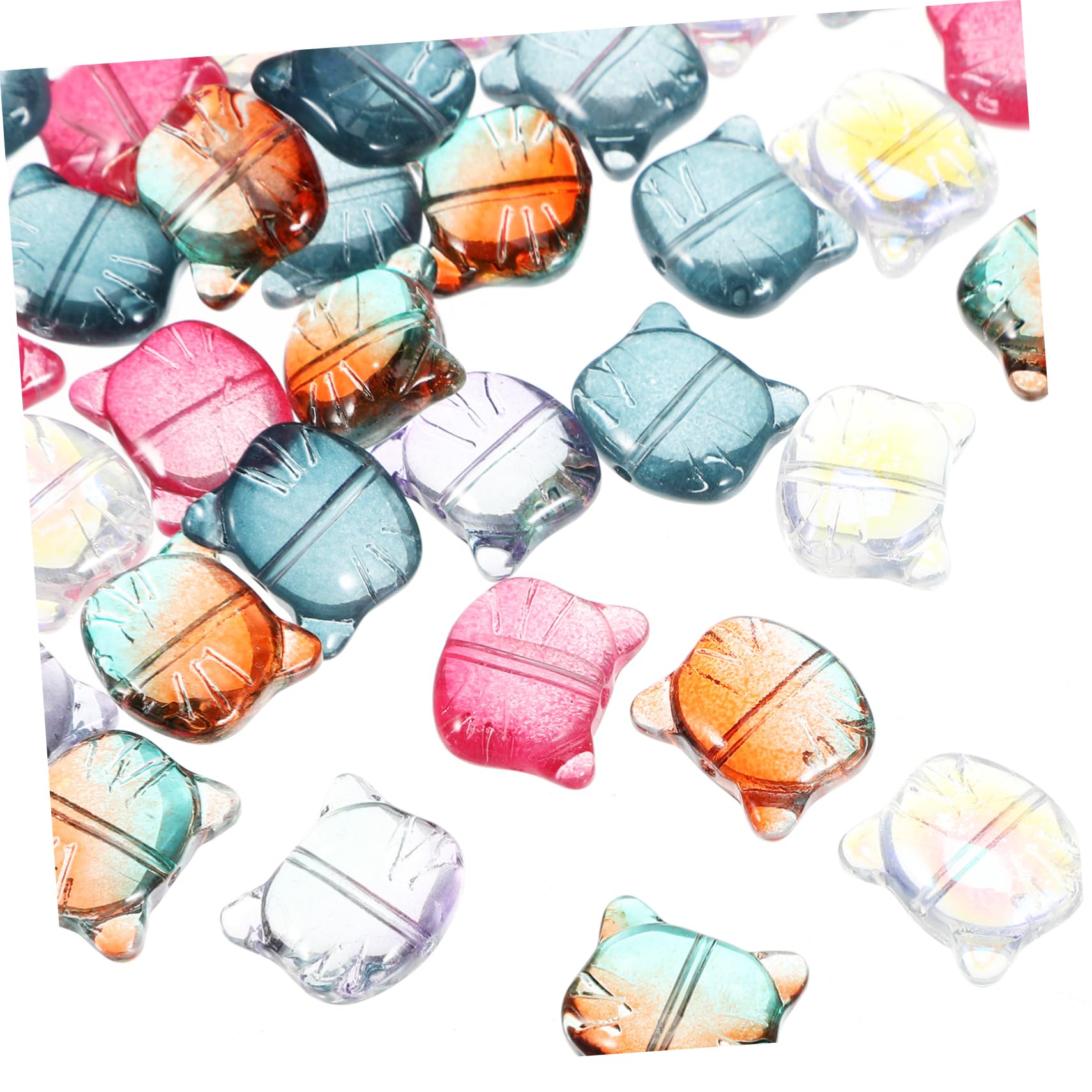HOMSFOU Cuentas De Gato Para Pulseras De Cuentas Adorables Para Manualidades Y Bisutería Para Creación De Joyería Espaciadoras Y Accesorios De Diy 50 Piezas X 4