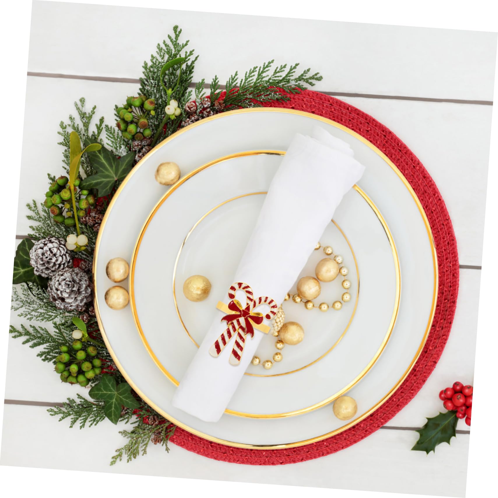 Weihnachts Serviettenringe Praktisch und Festlich aus Legierung 4 Stück mit Dekorativen Schleifen für Xmas Partys und Stilvolle Tischdekoration