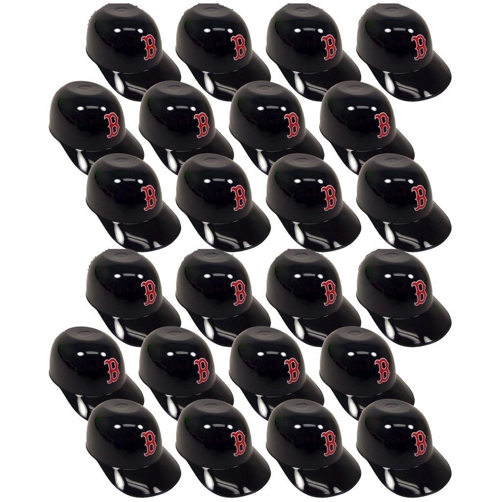 BD&A MLB Mini Batting Helmet Ice Cream Sundae/Snack Bowls, Red Sox - 24 Pack