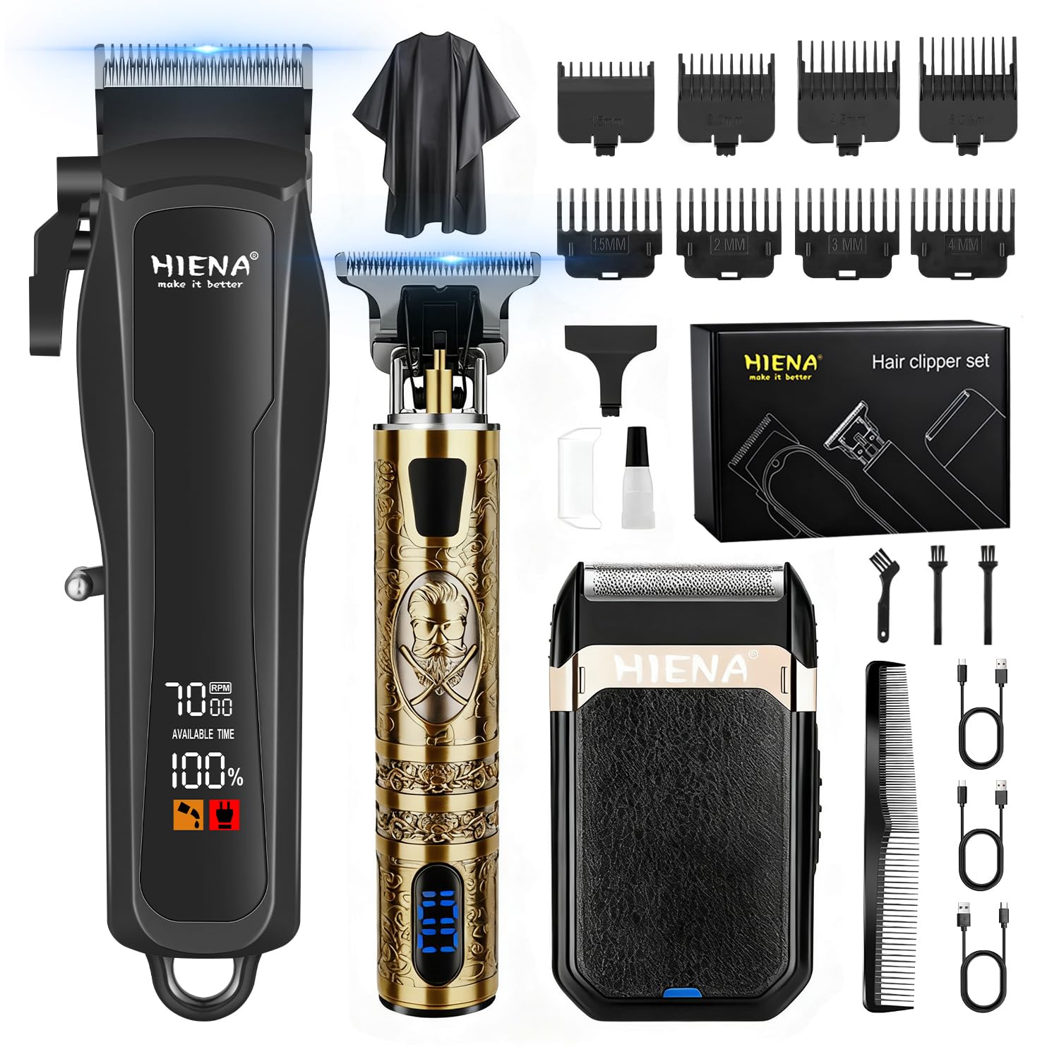 HIENA PRO Cordless Hair Clippers for Men