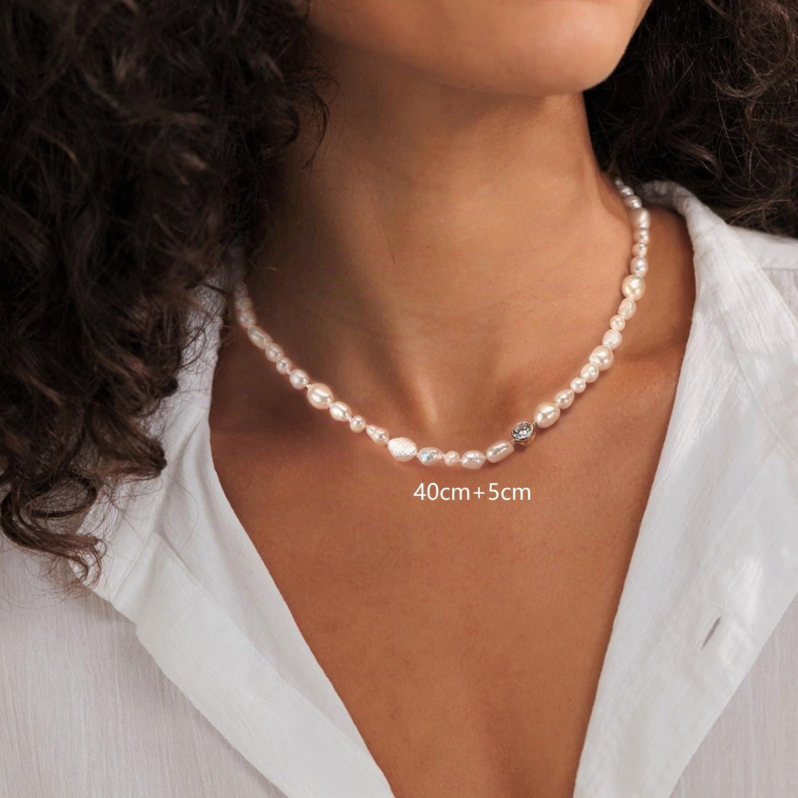collana di perle barocche naturali d'acqua dolce, bianche, regali per donne ragazze
