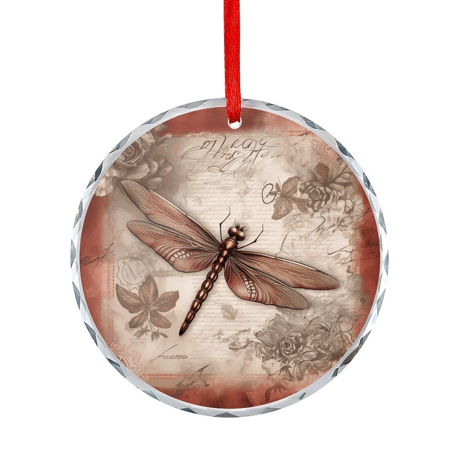 Fodpand Women's Style Dragonfly Bee2 Round Glass Ornament Keepsake Gift Exchange Ideas Car Decor,Christmas Ornaments For Tree Window Garden Ornaments